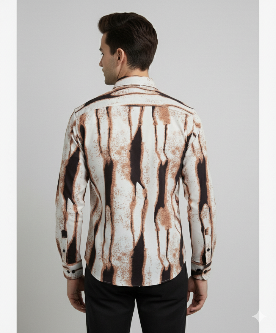 SMOKE ABSTRACT PRINTED SHIRT [white]