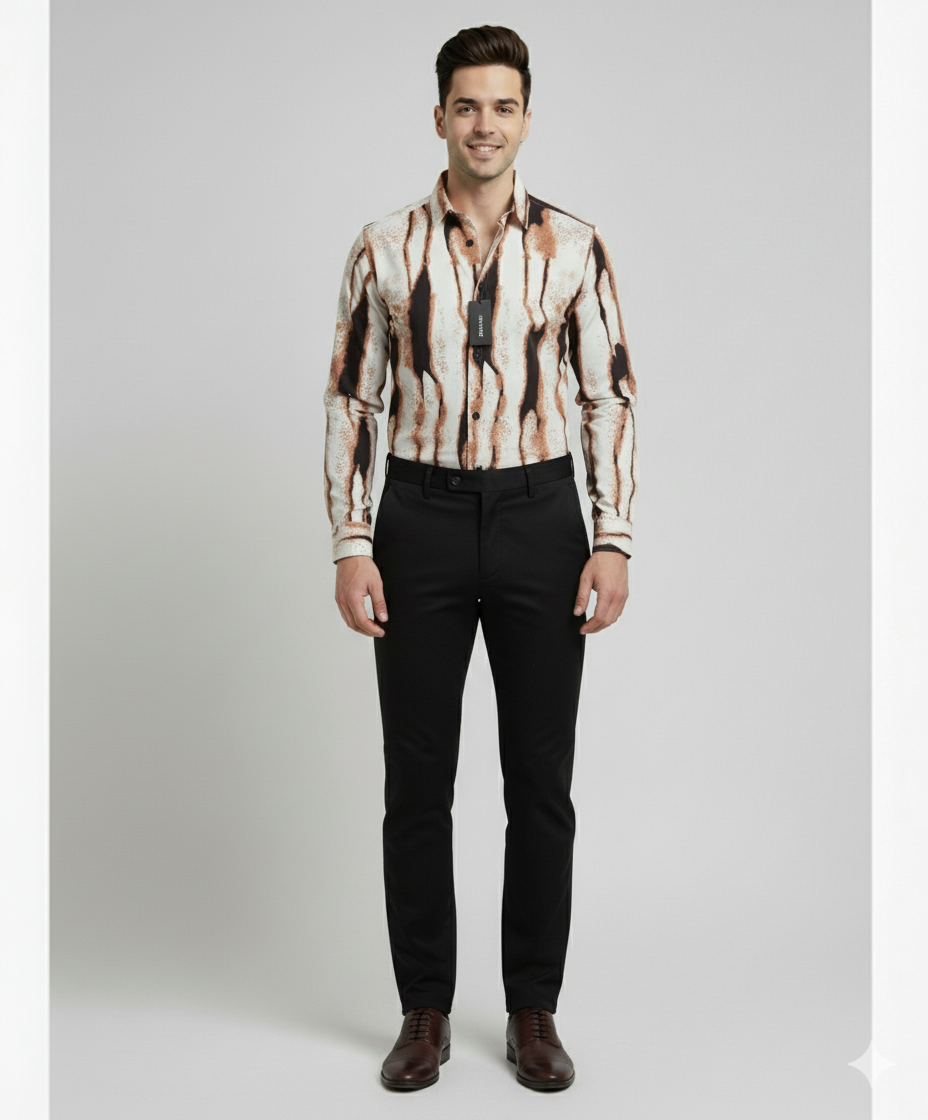 SMOKE ABSTRACT PRINTED SHIRT [white]