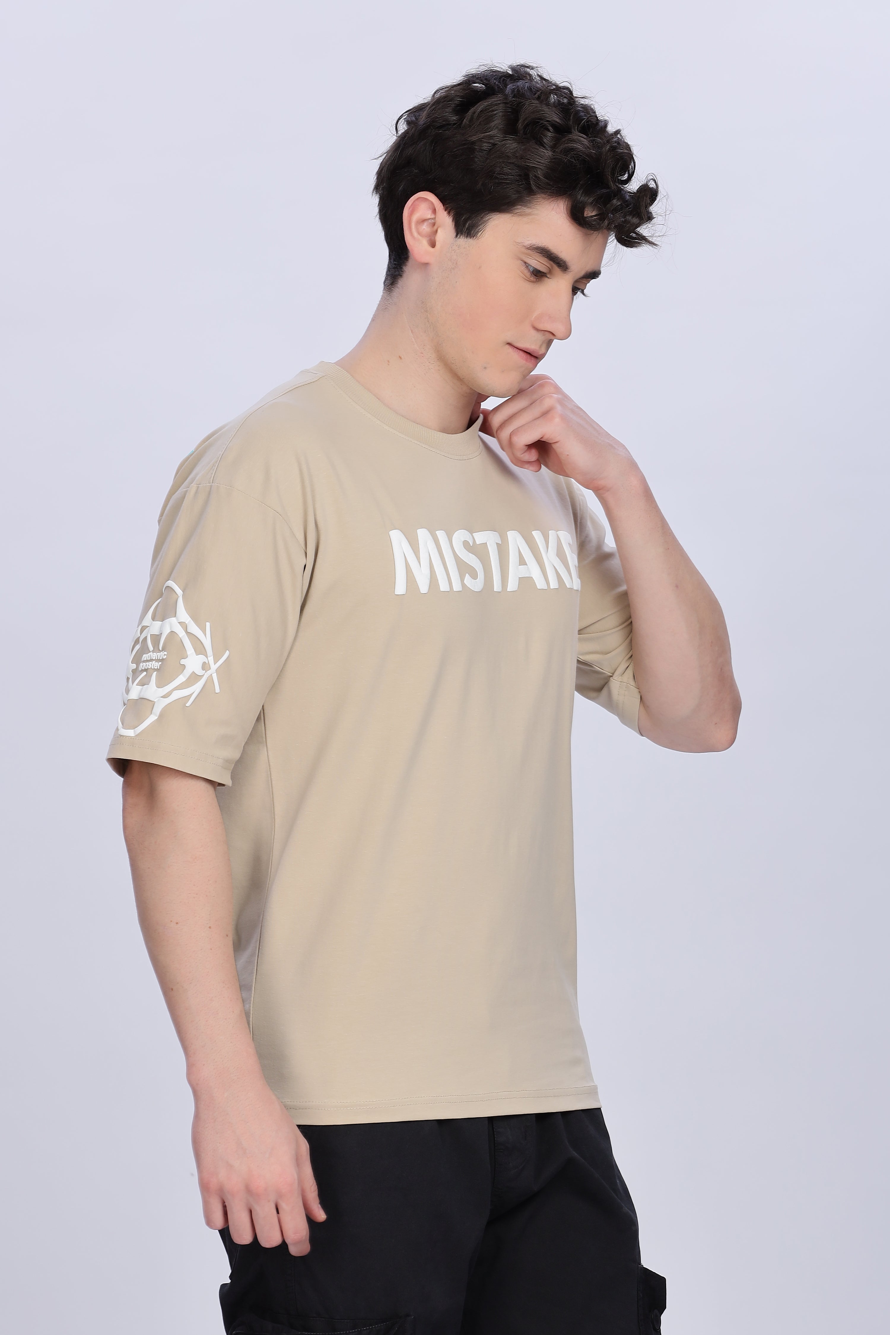 SMOKE SKULL DROP TEES [beige]