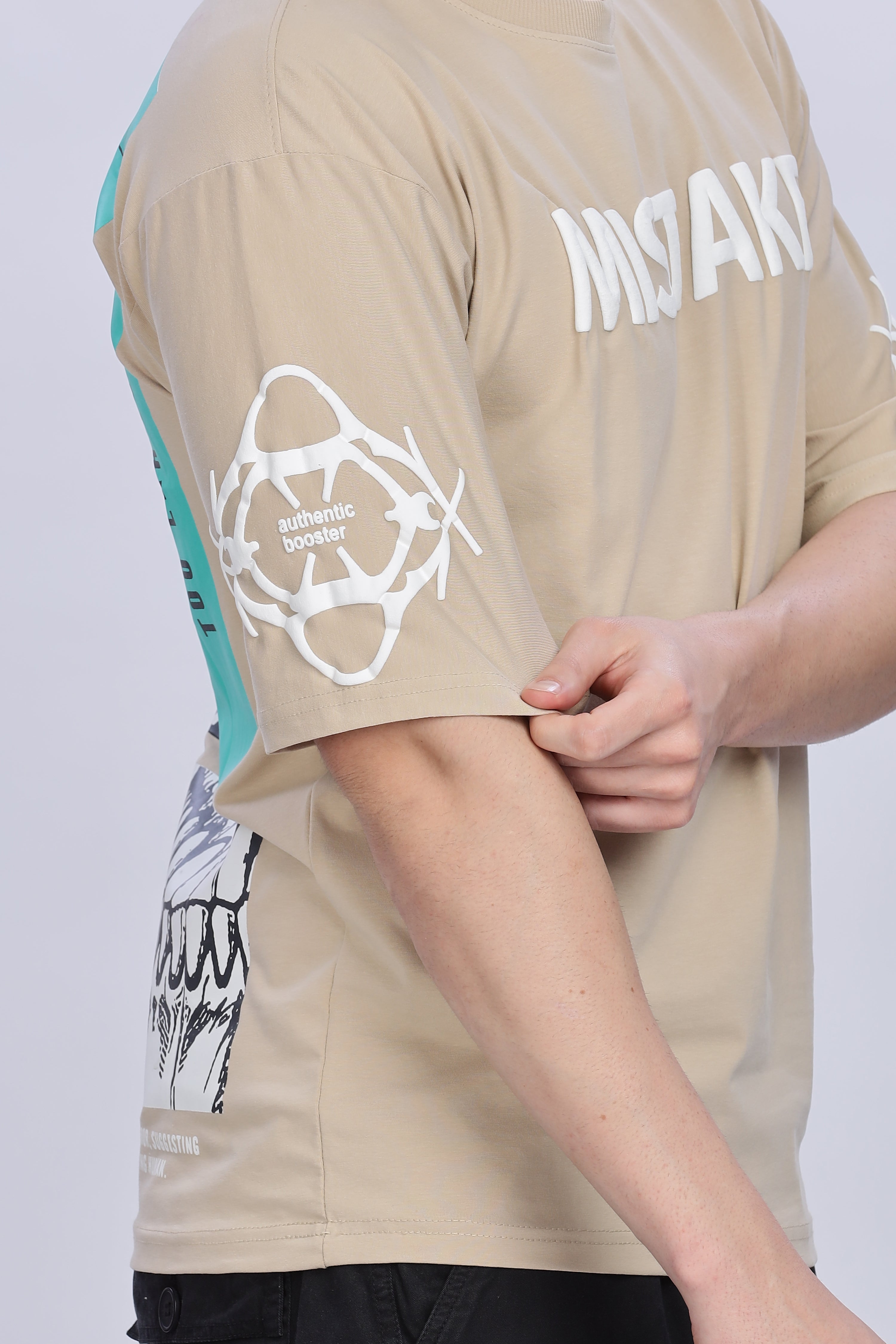 SMOKE SKULL DROP TEES [beige]