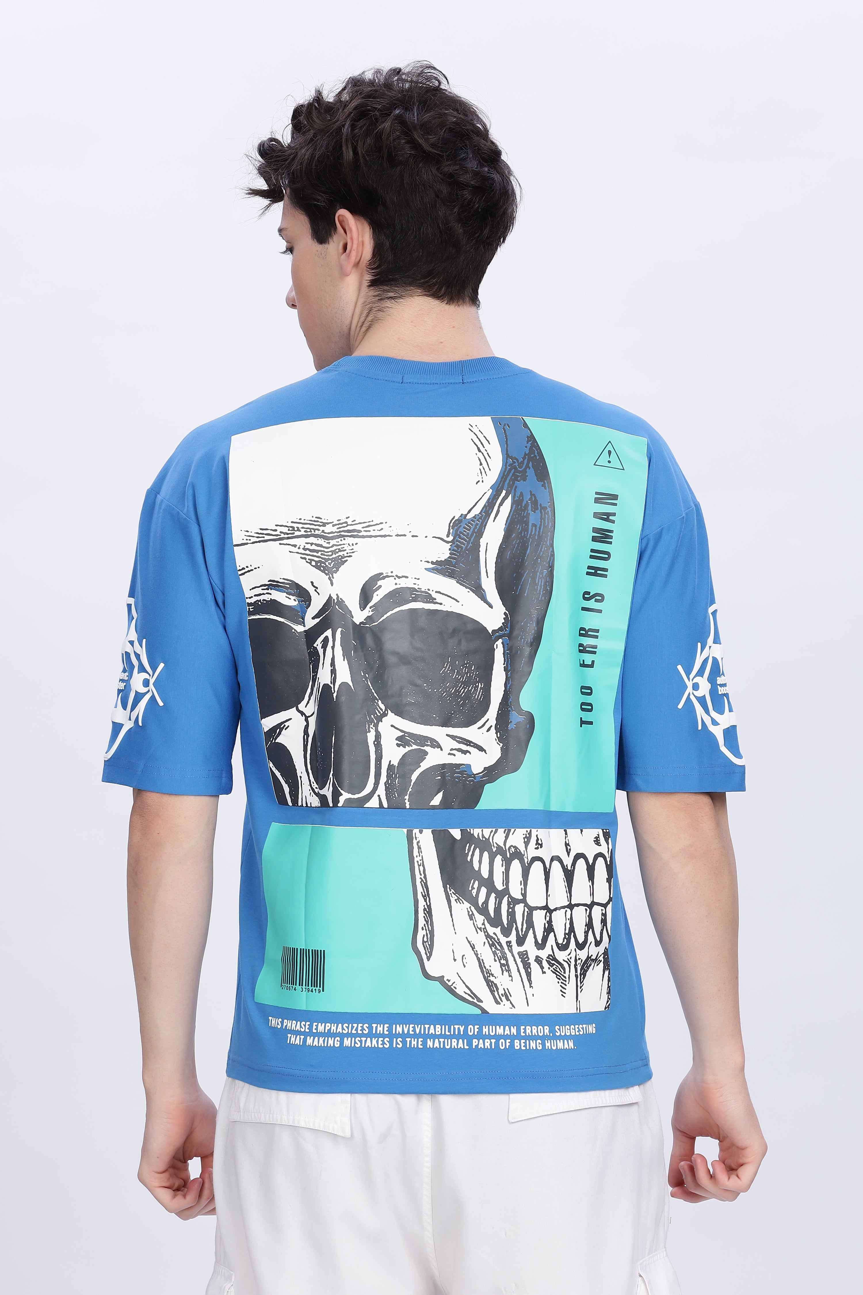 Smoke Skull Drop T-Shirt – Blue | Bold Graphic Streetwear Tee