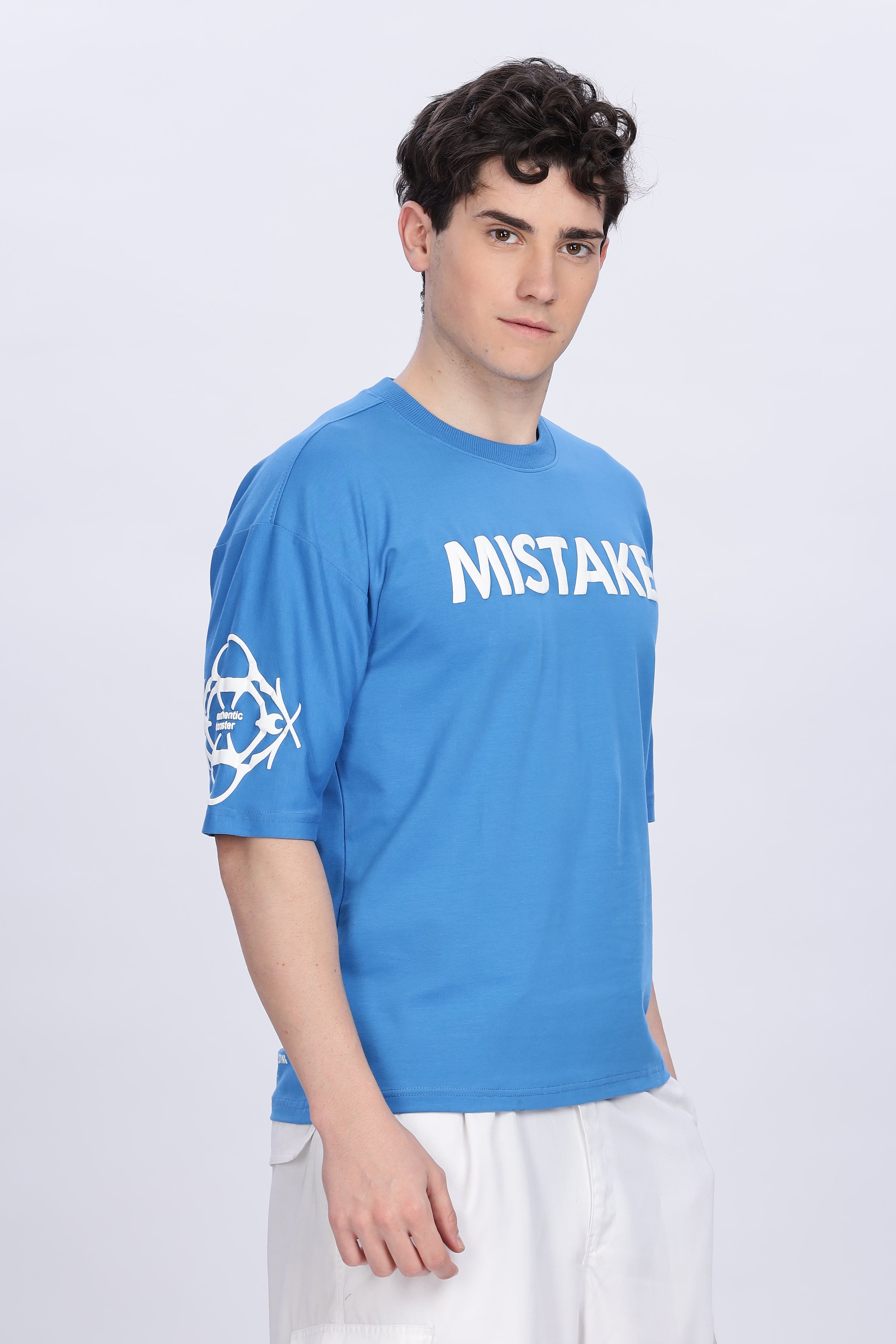 Smoke Skull Drop T-Shirt – Blue | Bold Graphic Streetwear Tee