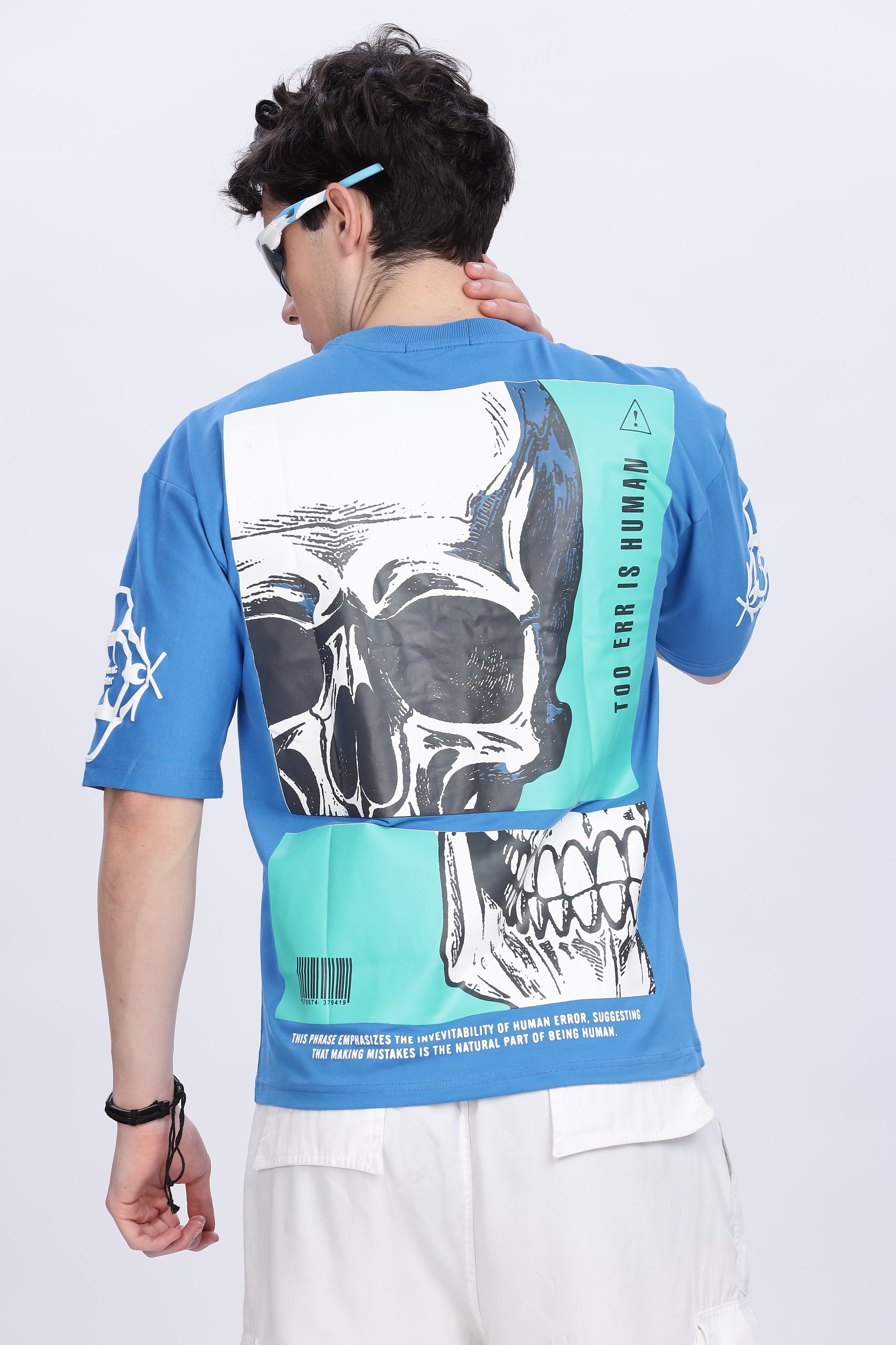 Smoke Skull Drop T-Shirt – Blue | Bold Graphic Streetwear Tee