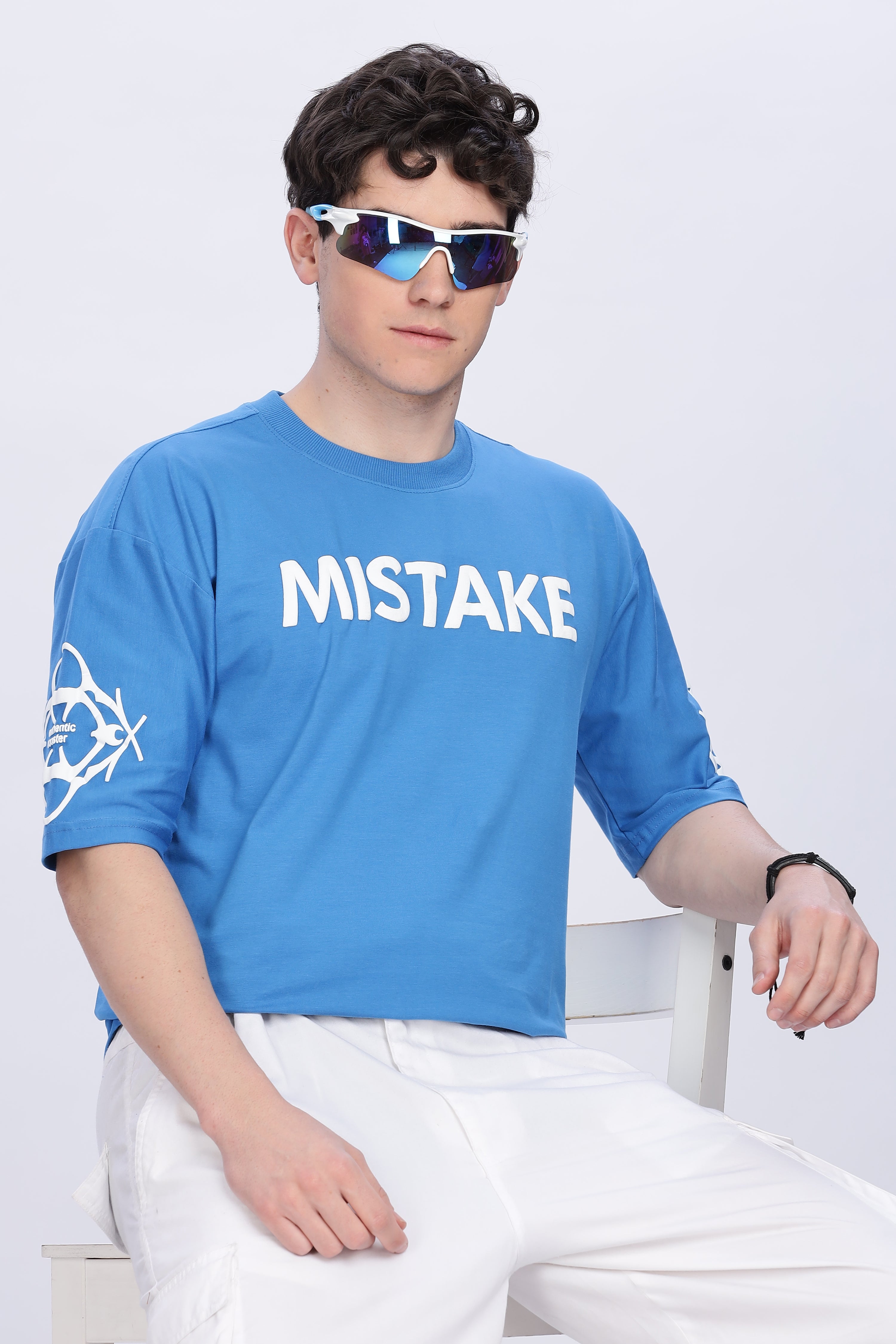 Smoke Skull Drop T-Shirt – Blue | Bold Graphic Streetwear Tee