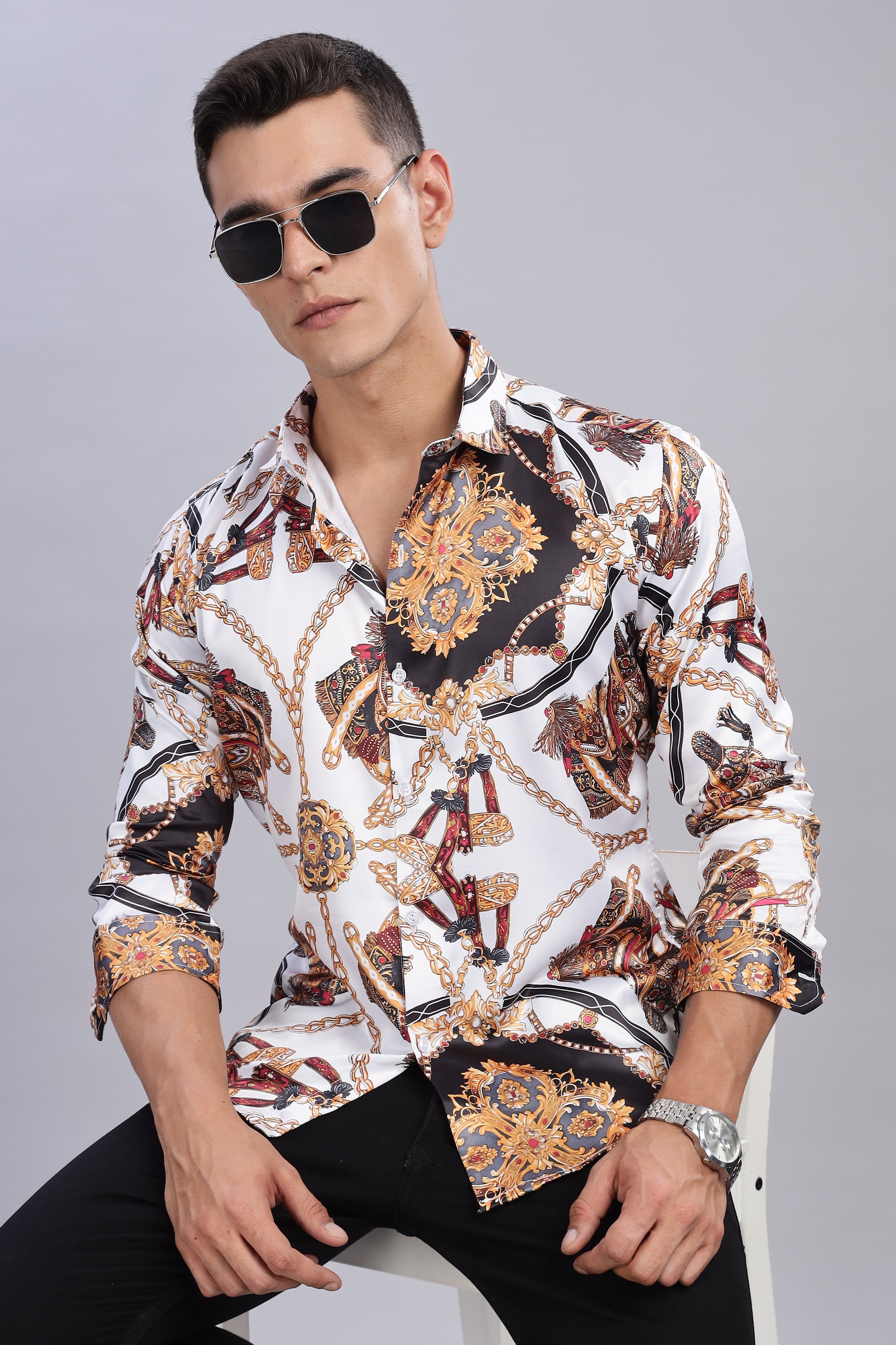 SMOKE VINTAGE SATIN SHIRT [white]