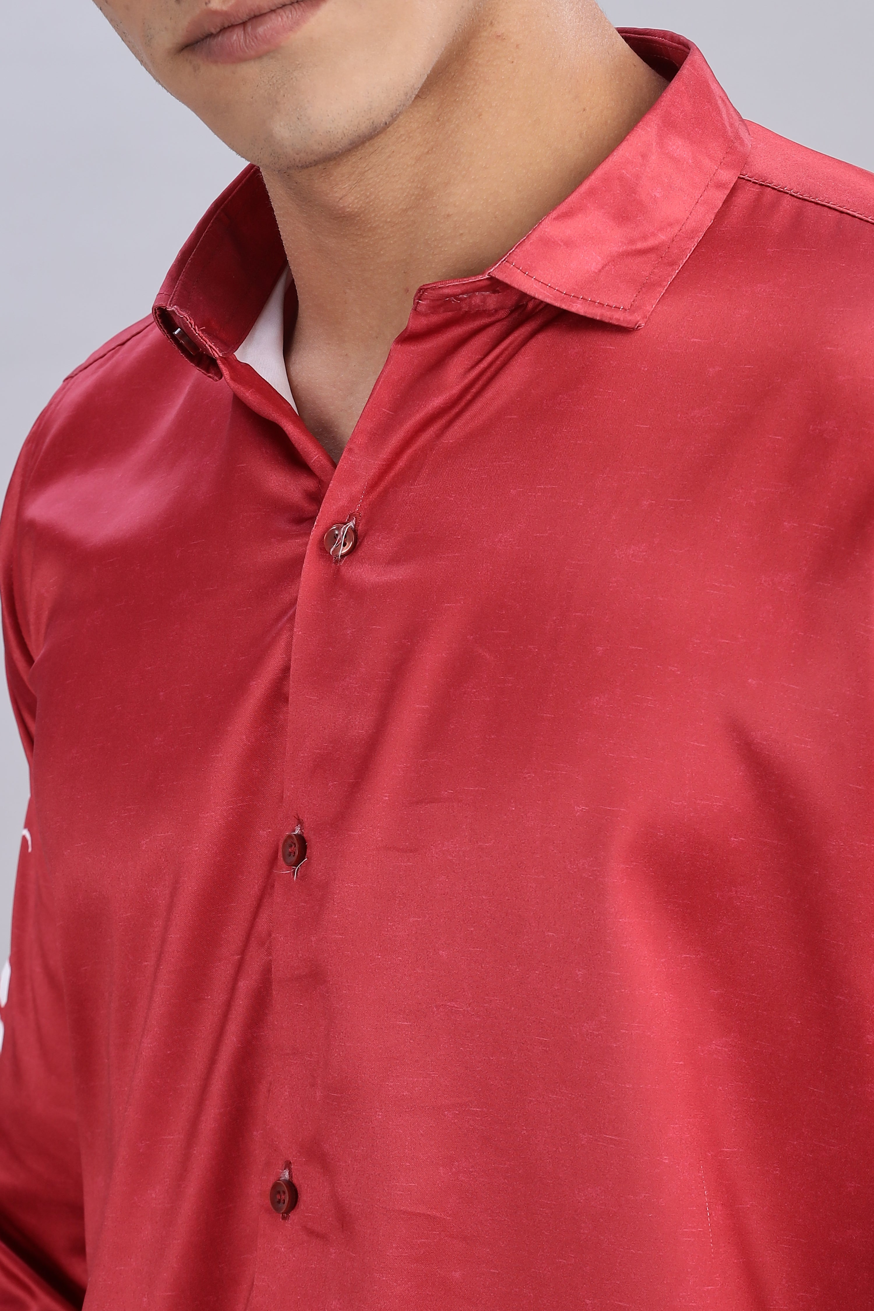 SMOKE DRAGON PRINT SATIN SHIRT [red]