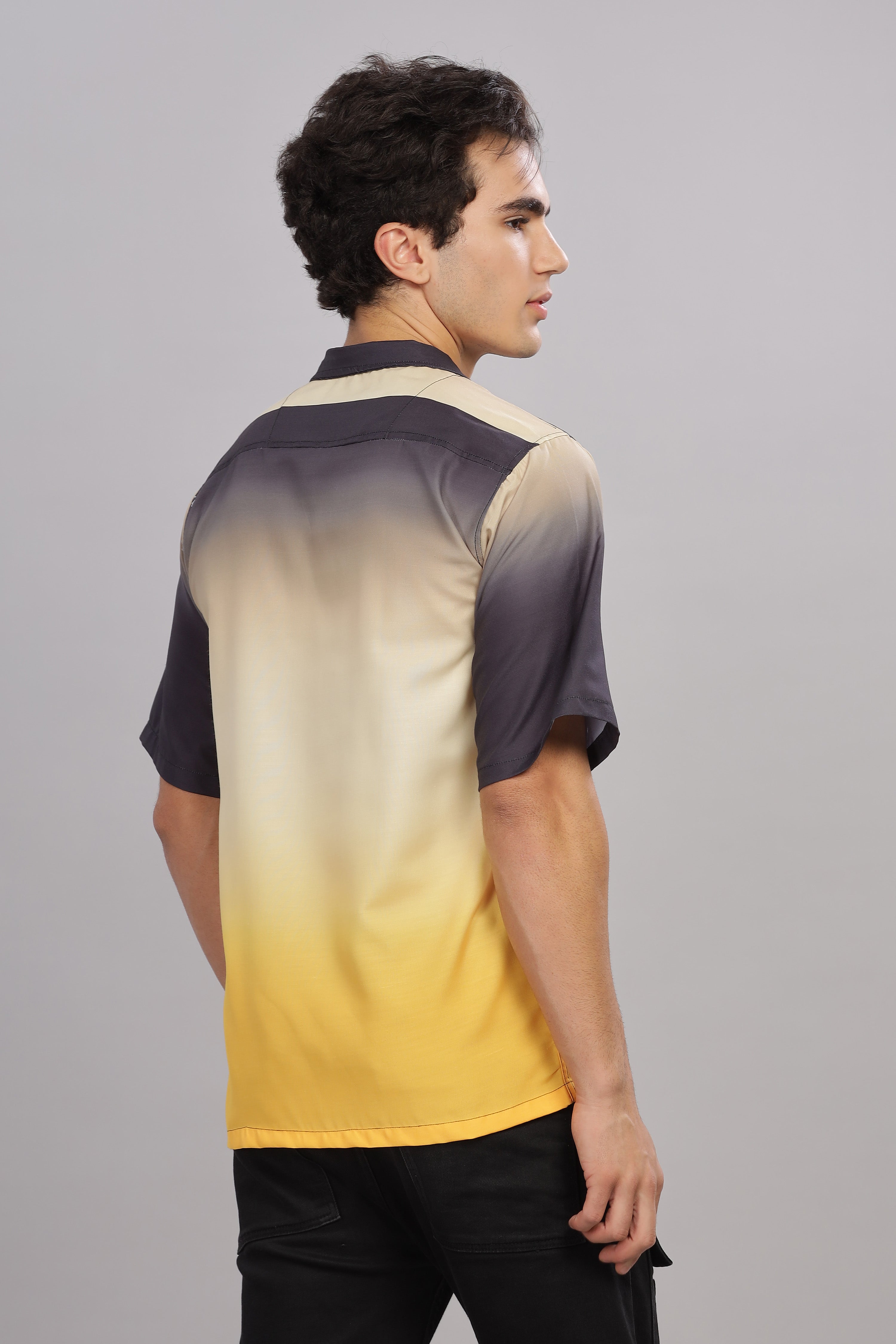 SMOKE FLAME YELLOW DROP SHOULDER SHIRT