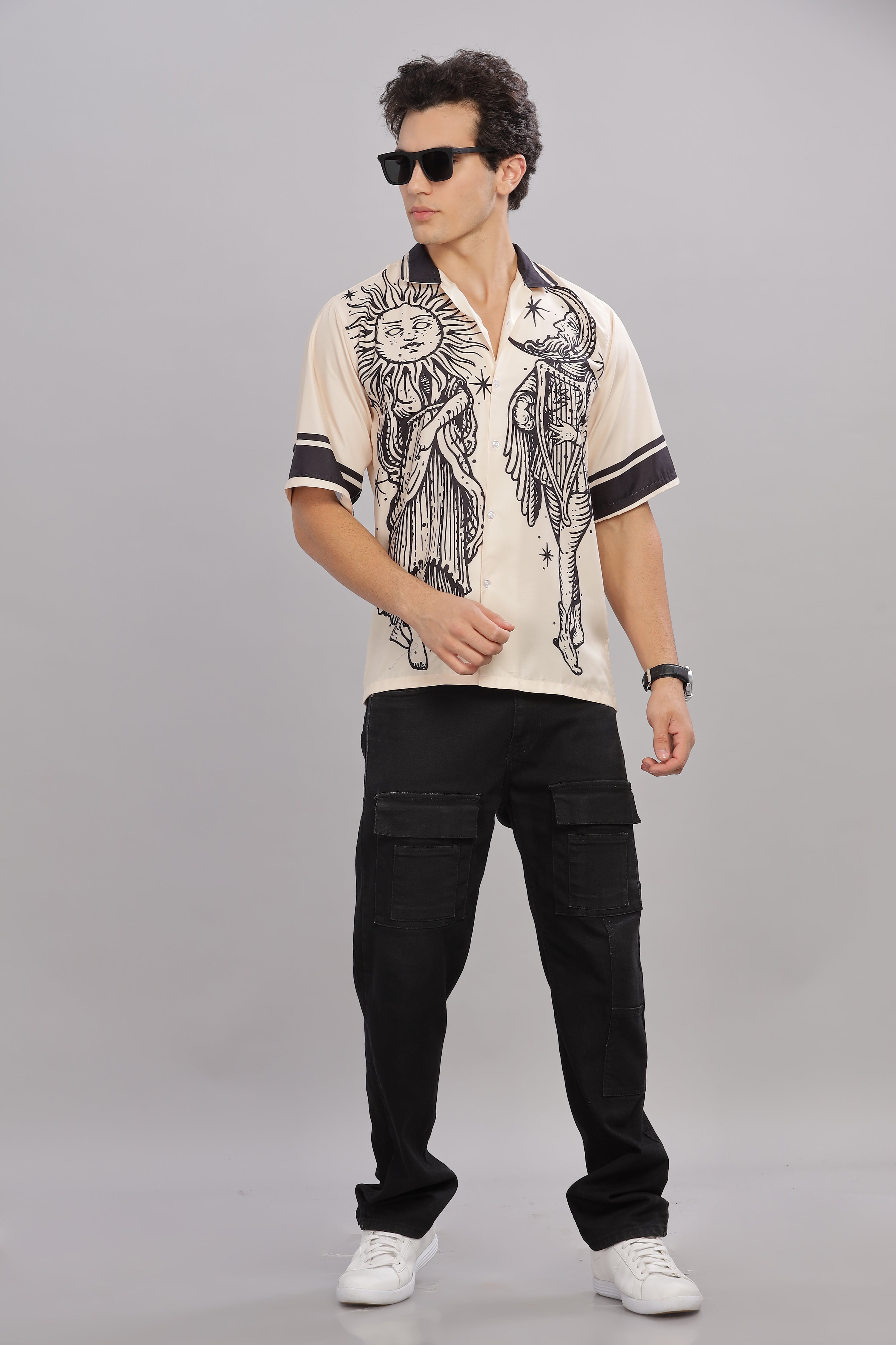 SMOKE BOHEMIAN BEIGE DROP SHOULDER SHIRT