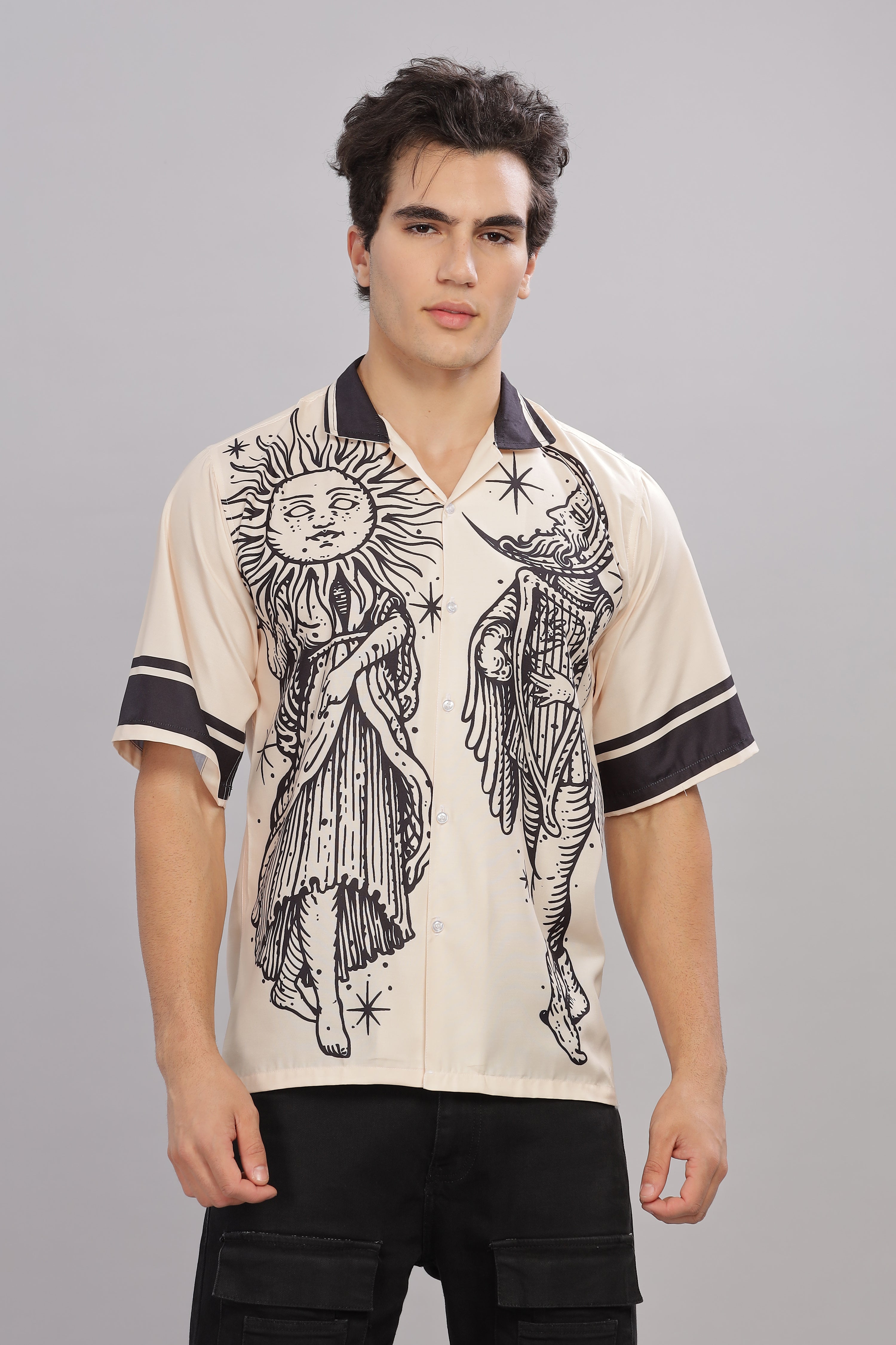 SMOKE BOHEMIAN BEIGE DROP SHOULDER SHIRT