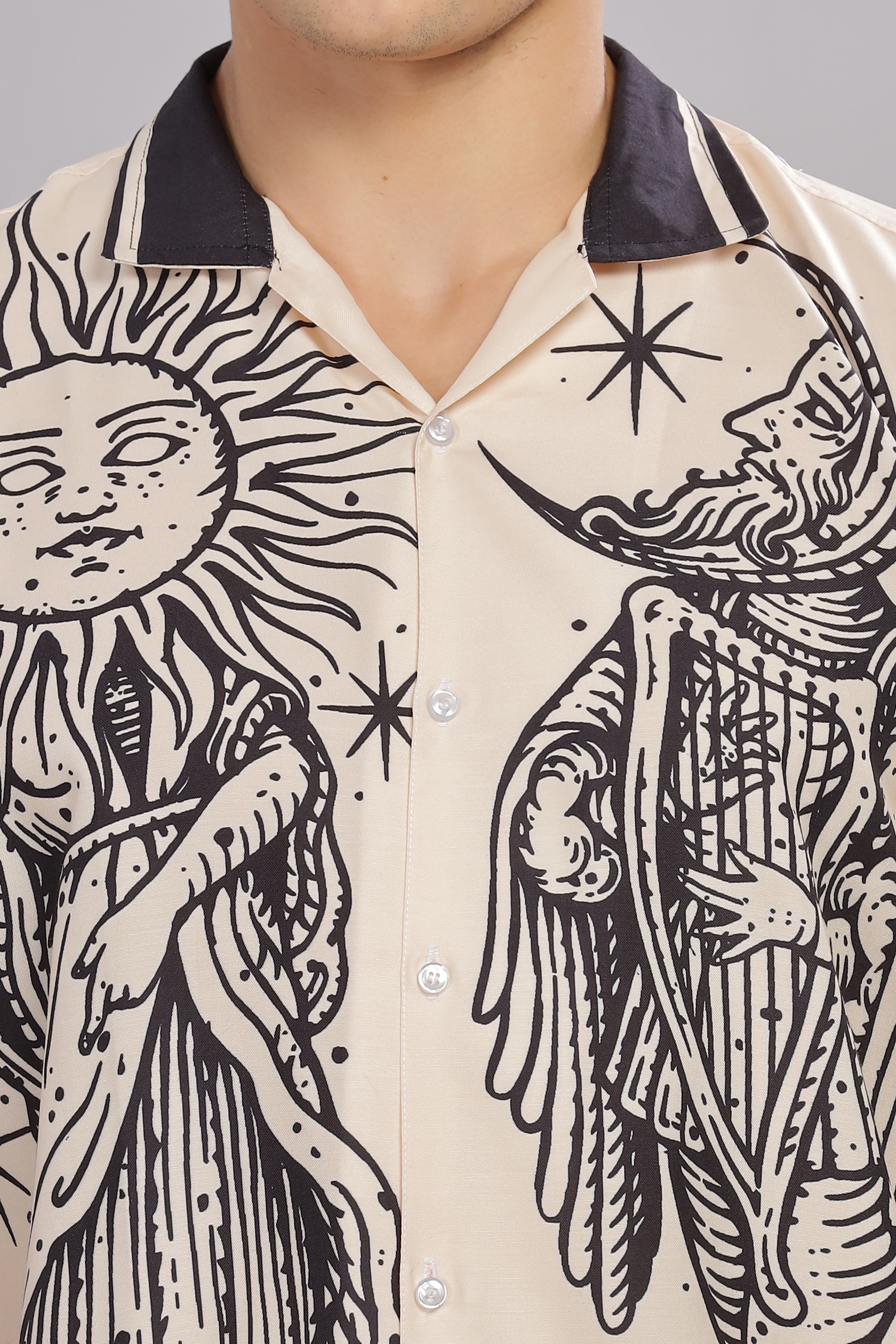 SMOKE BOHEMIAN BEIGE DROP SHOULDER SHIRT