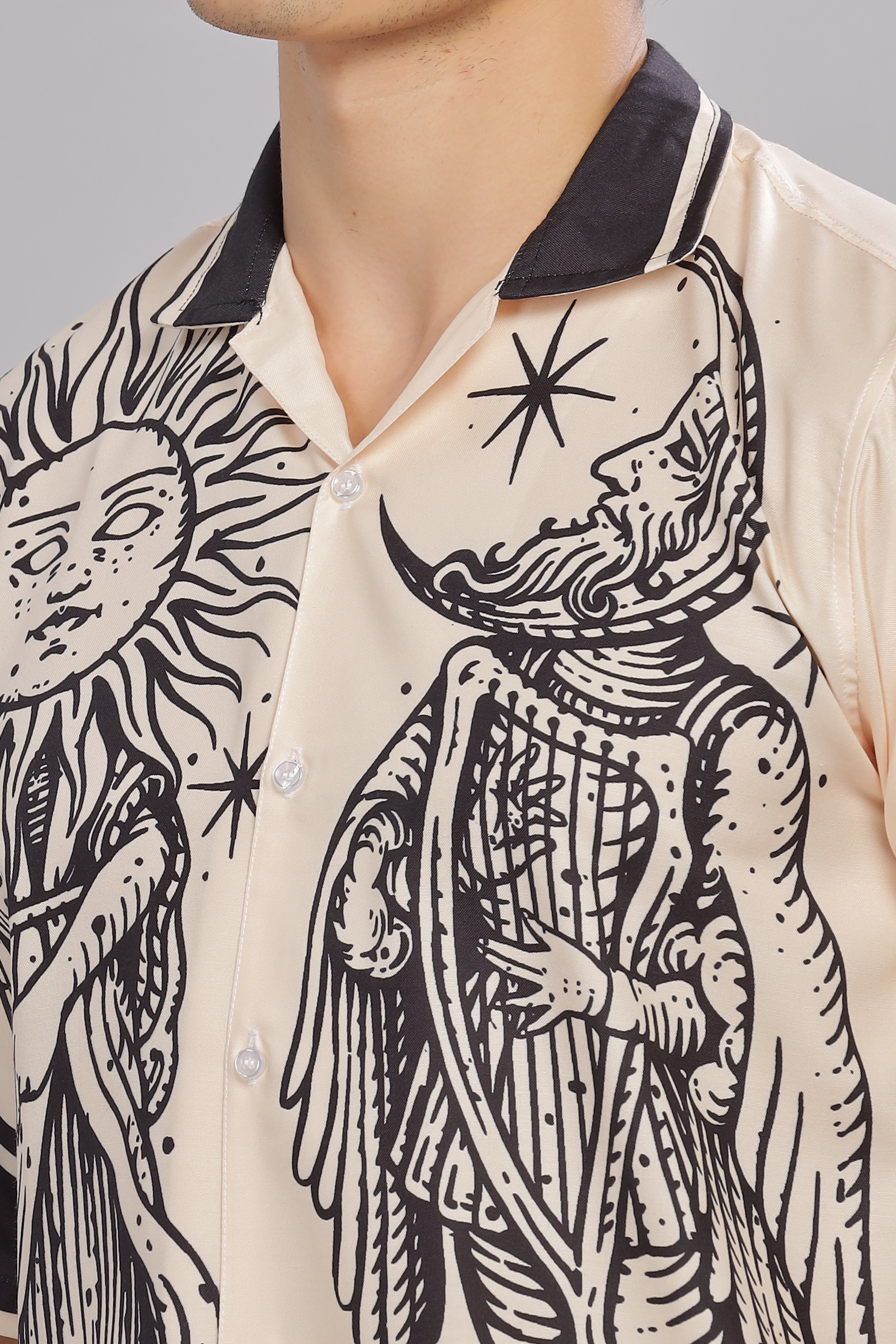 SMOKE BOHEMIAN BEIGE DROP SHOULDER SHIRT