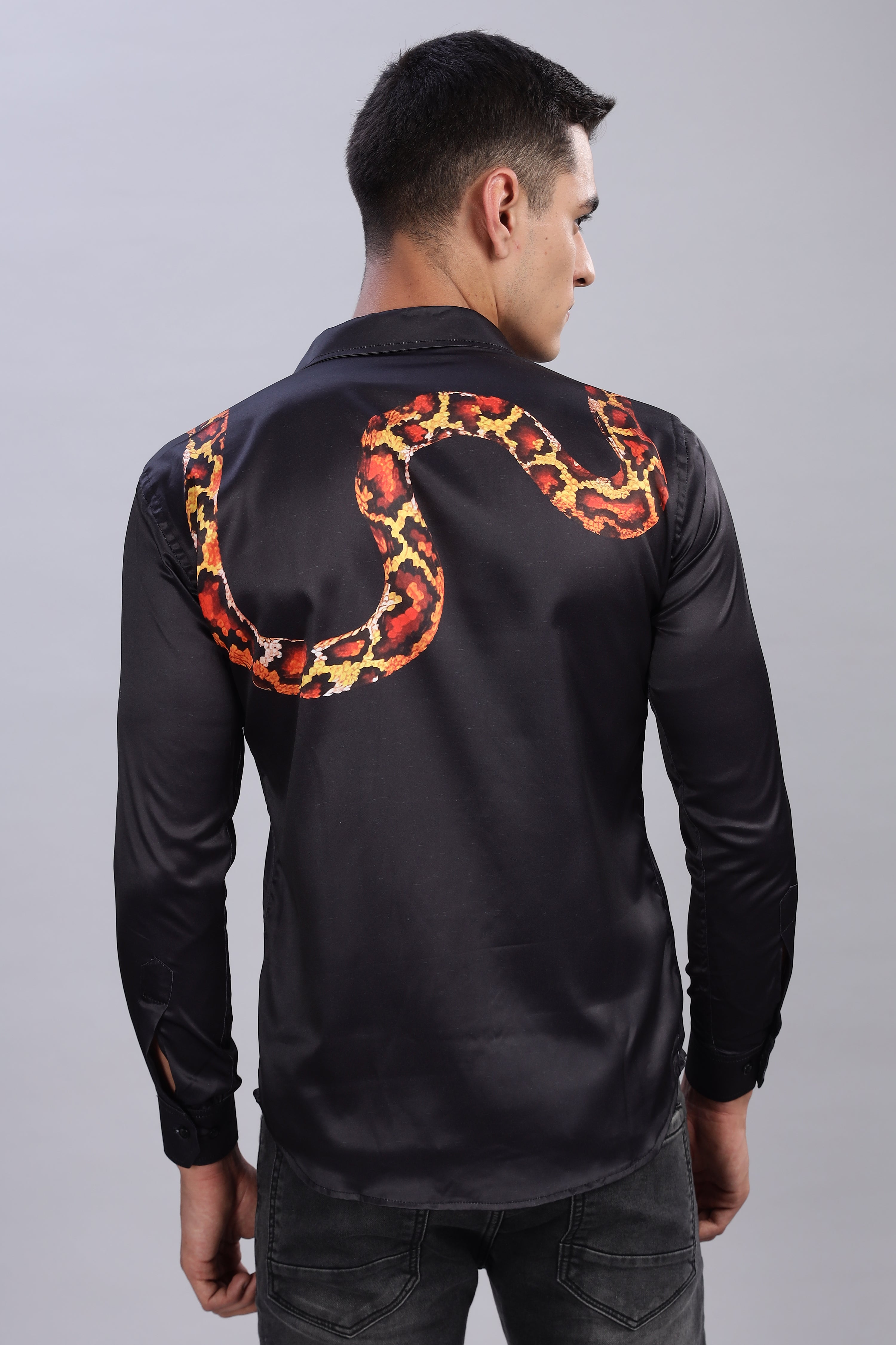 SMOKE PANTHER SATIN SHIRT  [black]