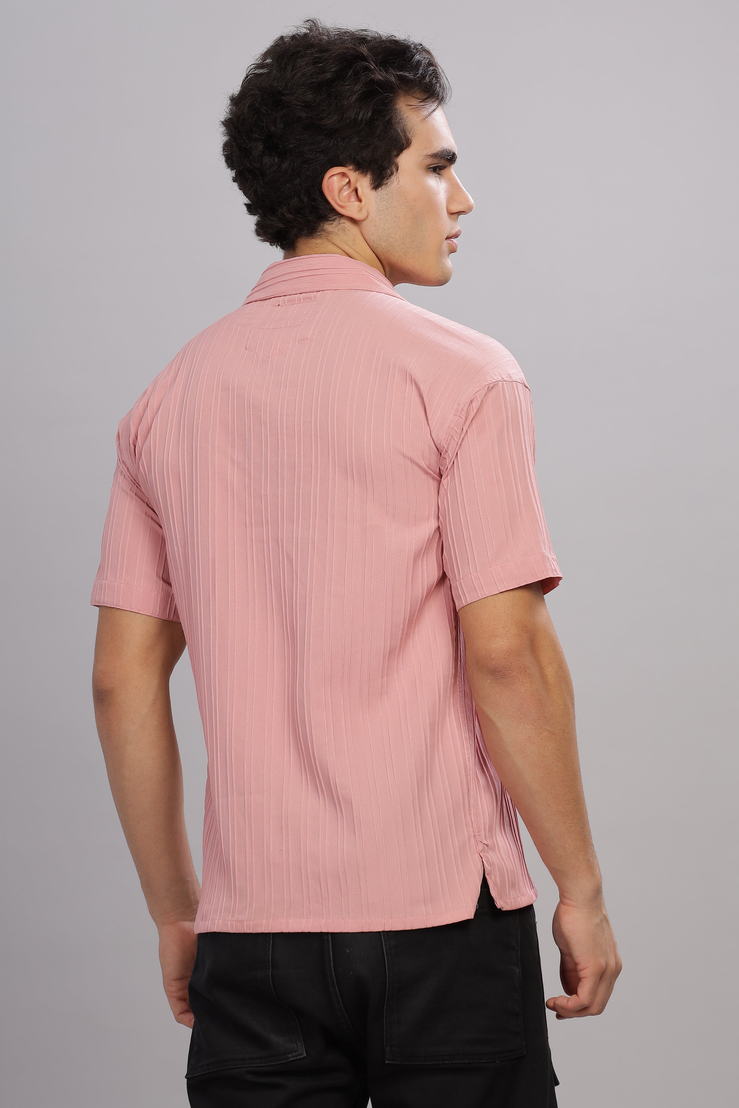 SMOKE TEXTURED PINK DROP SHIRT