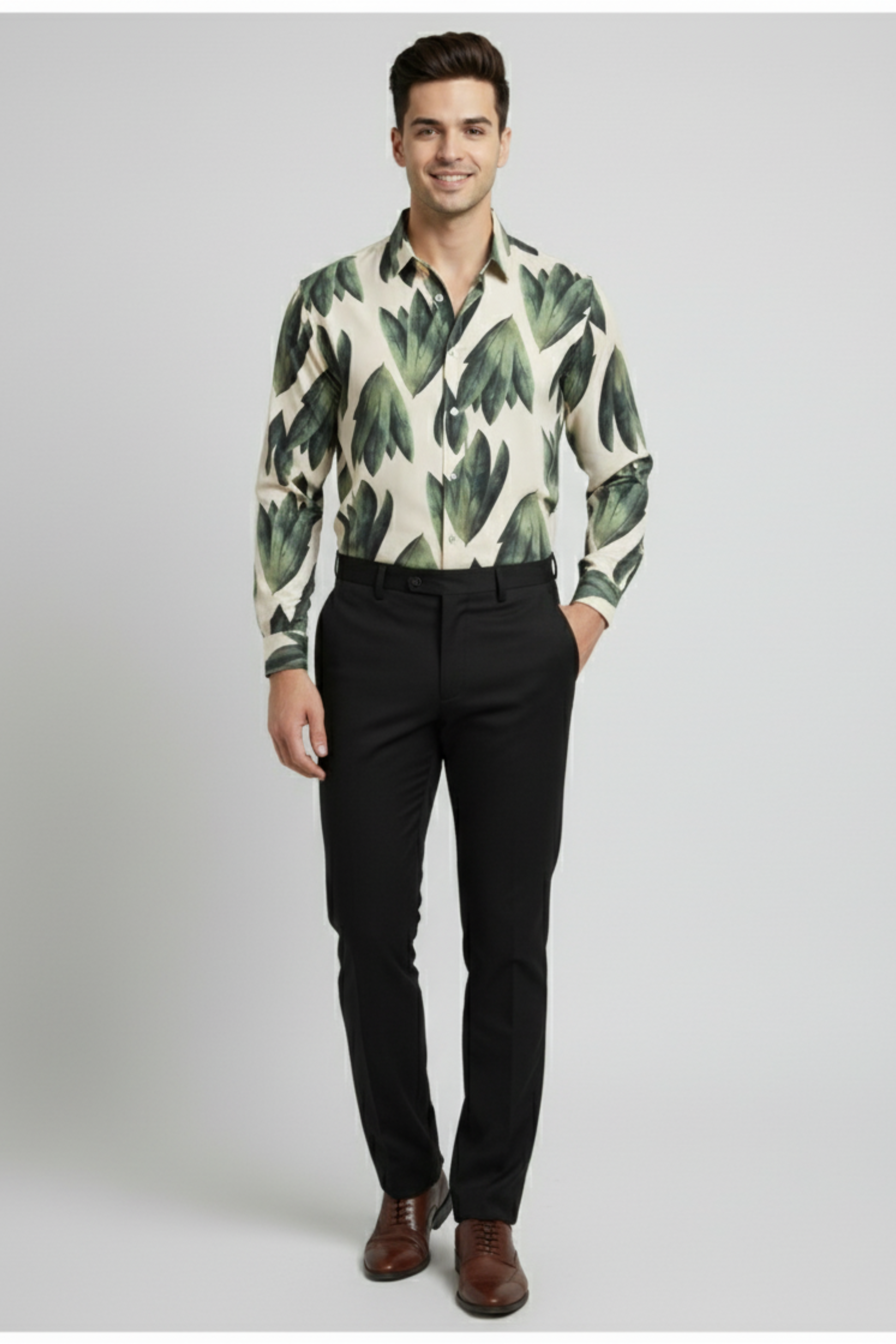 SMOKE PETALS CLUB SHIRT [BEIGE]