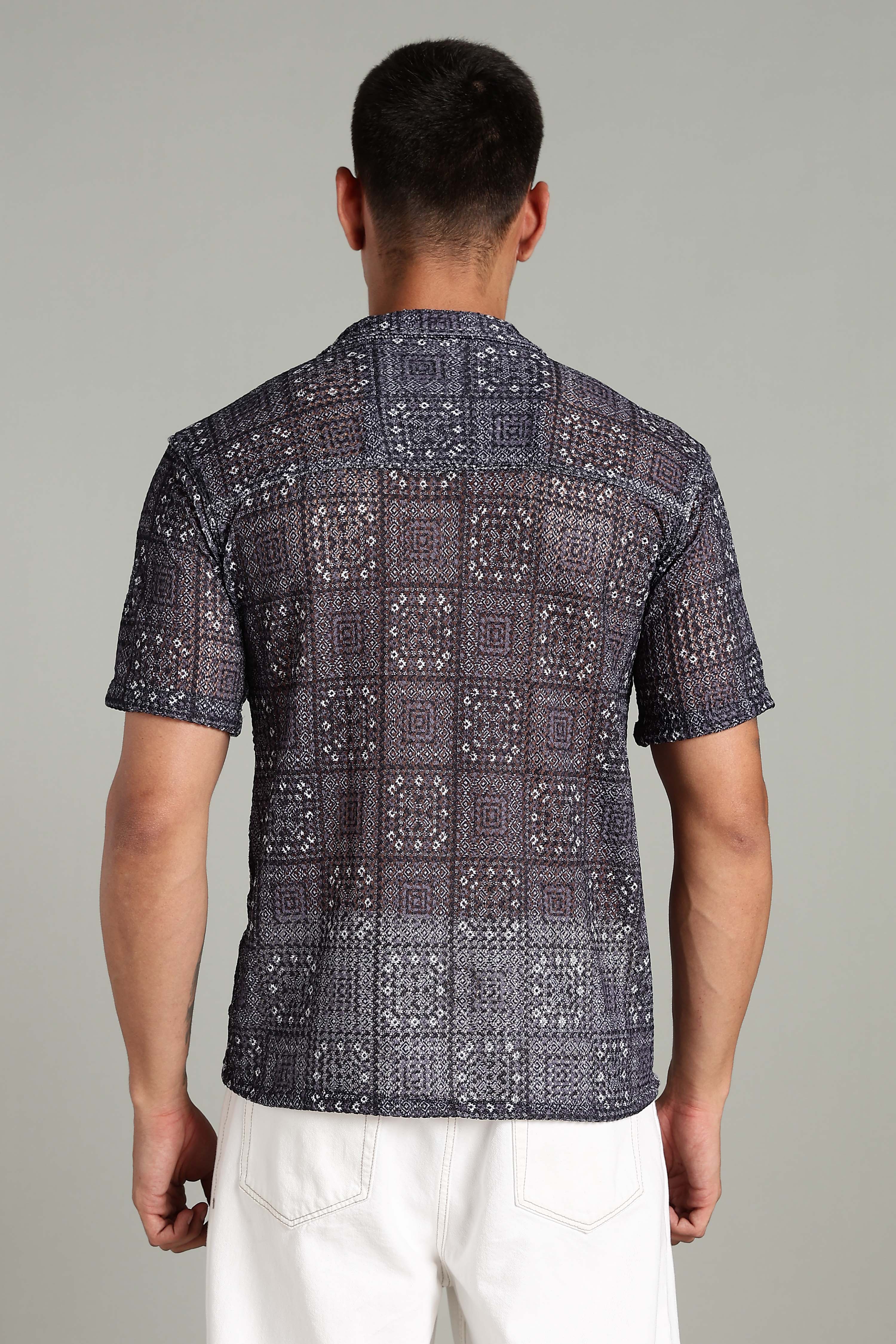 SMOKE CORCHET ABSTRACT SHIRT