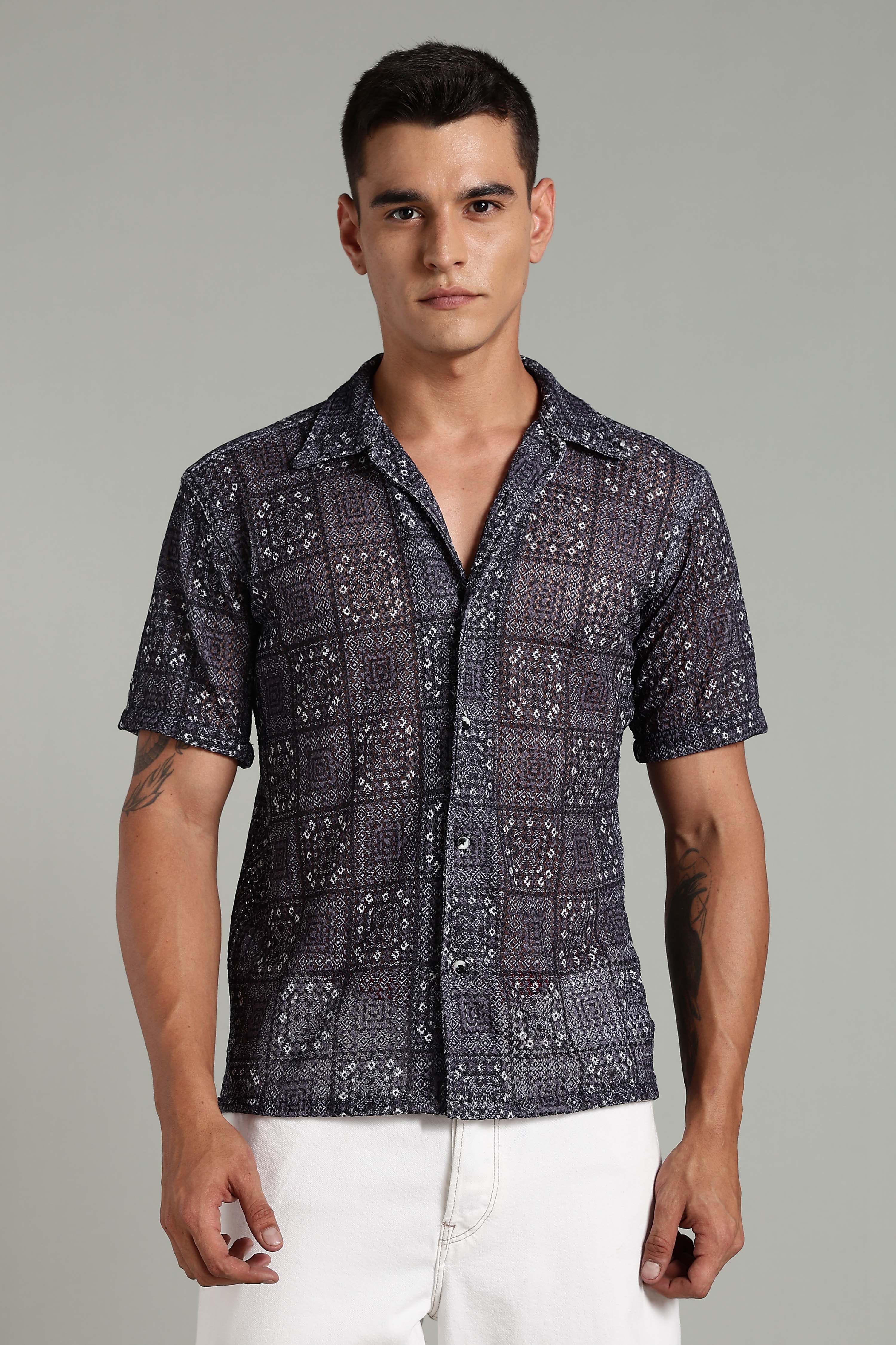 SMOKE CORCHET ABSTRACT SHIRT