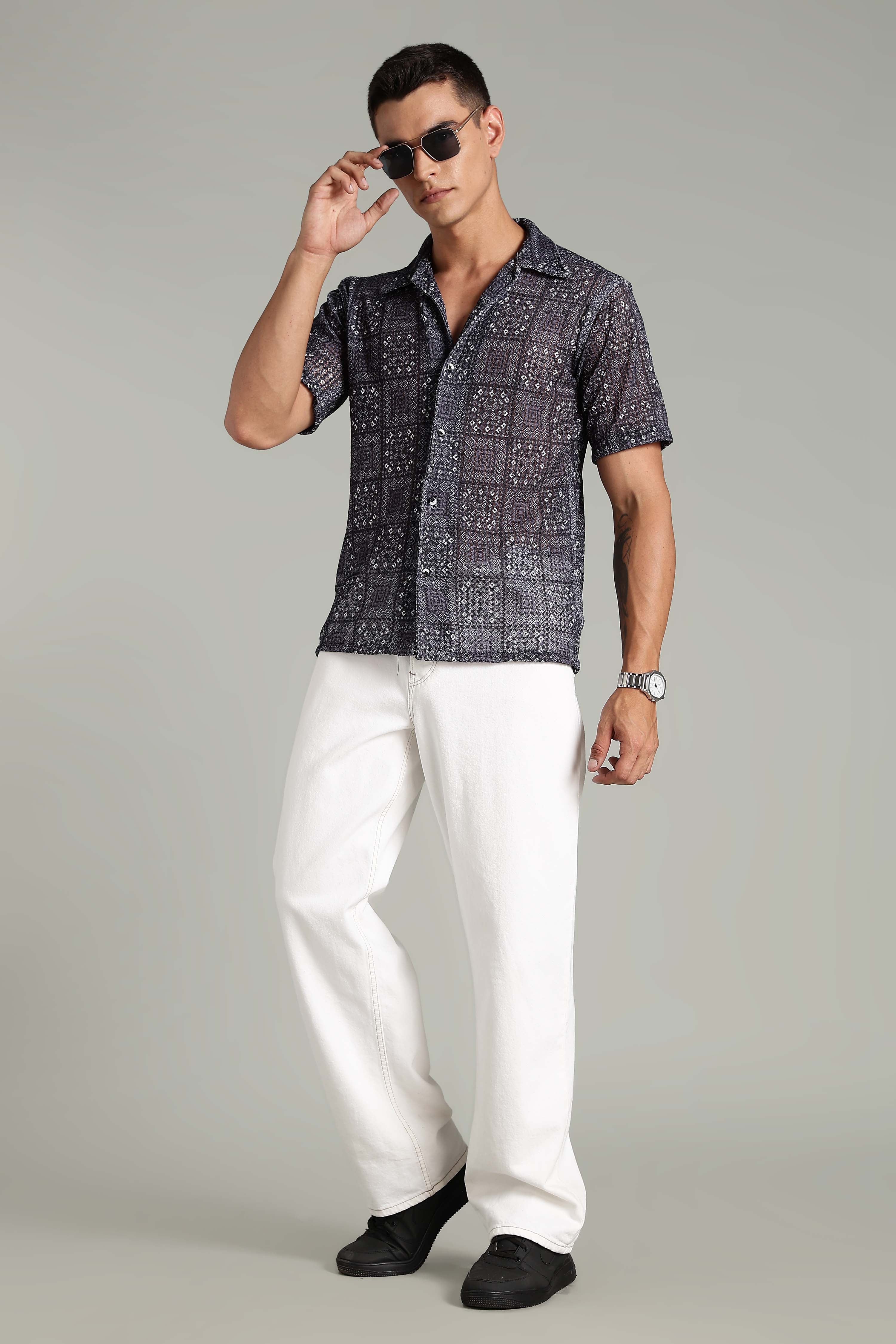 SMOKE CORCHET ABSTRACT SHIRT