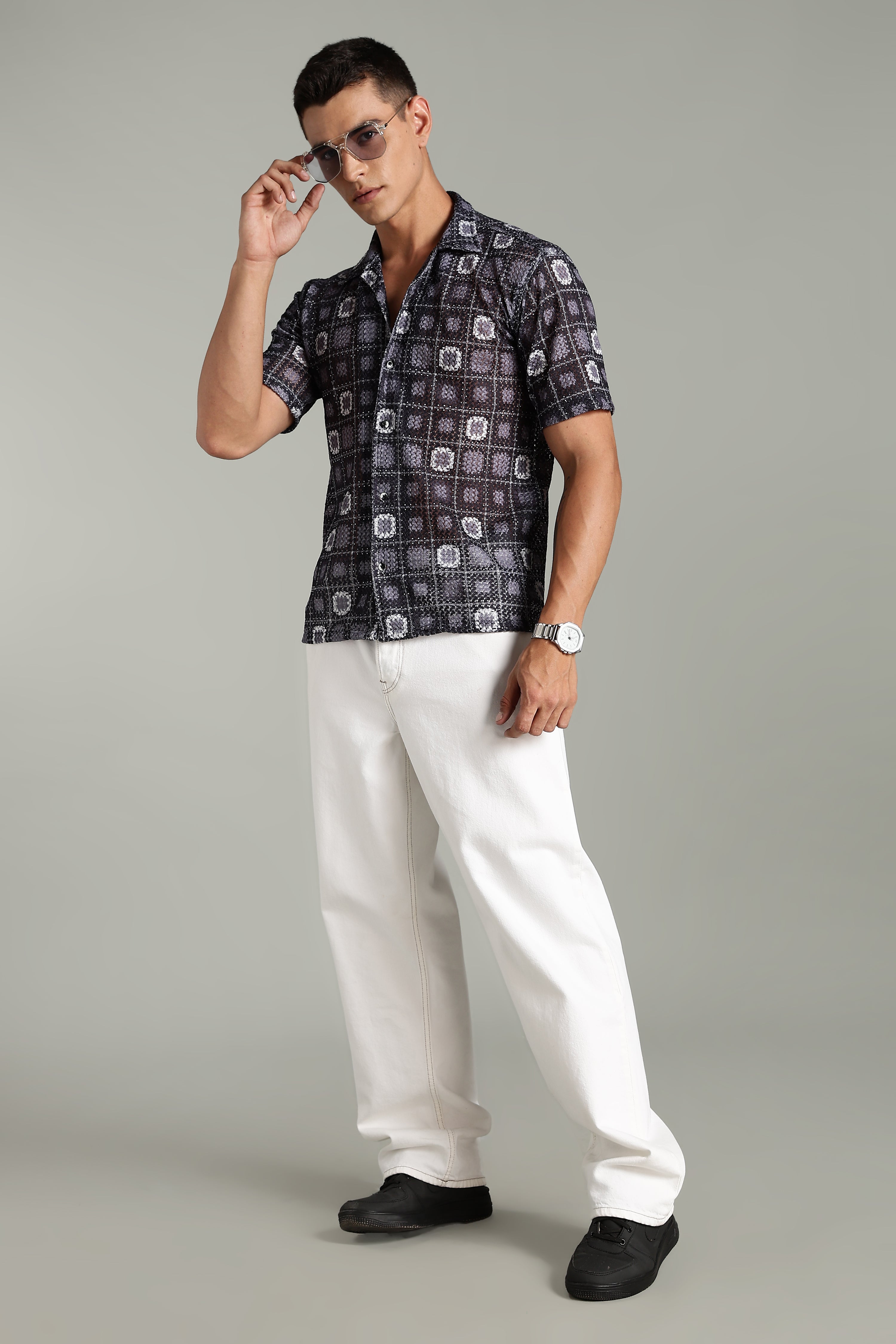 SMOKE CORCHET ABSTRACT SHIRT