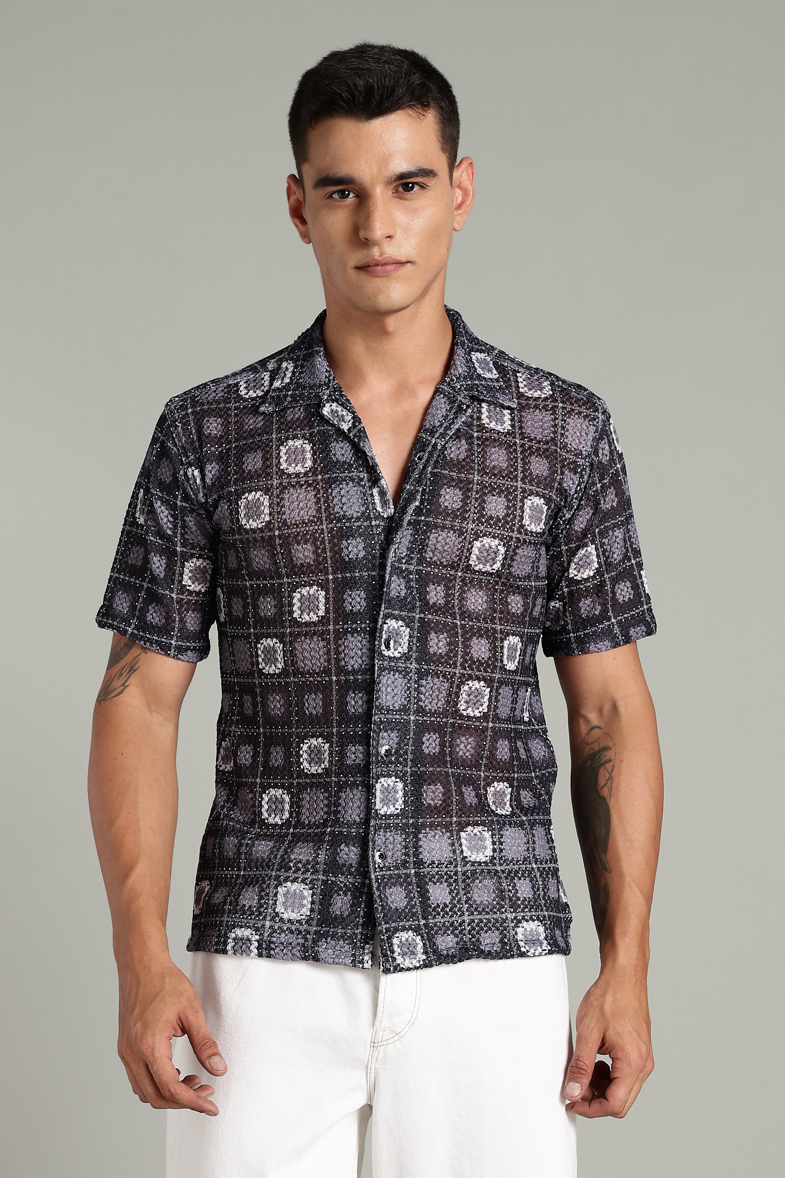 SMOKE CORCHET ABSTRACT SHIRT