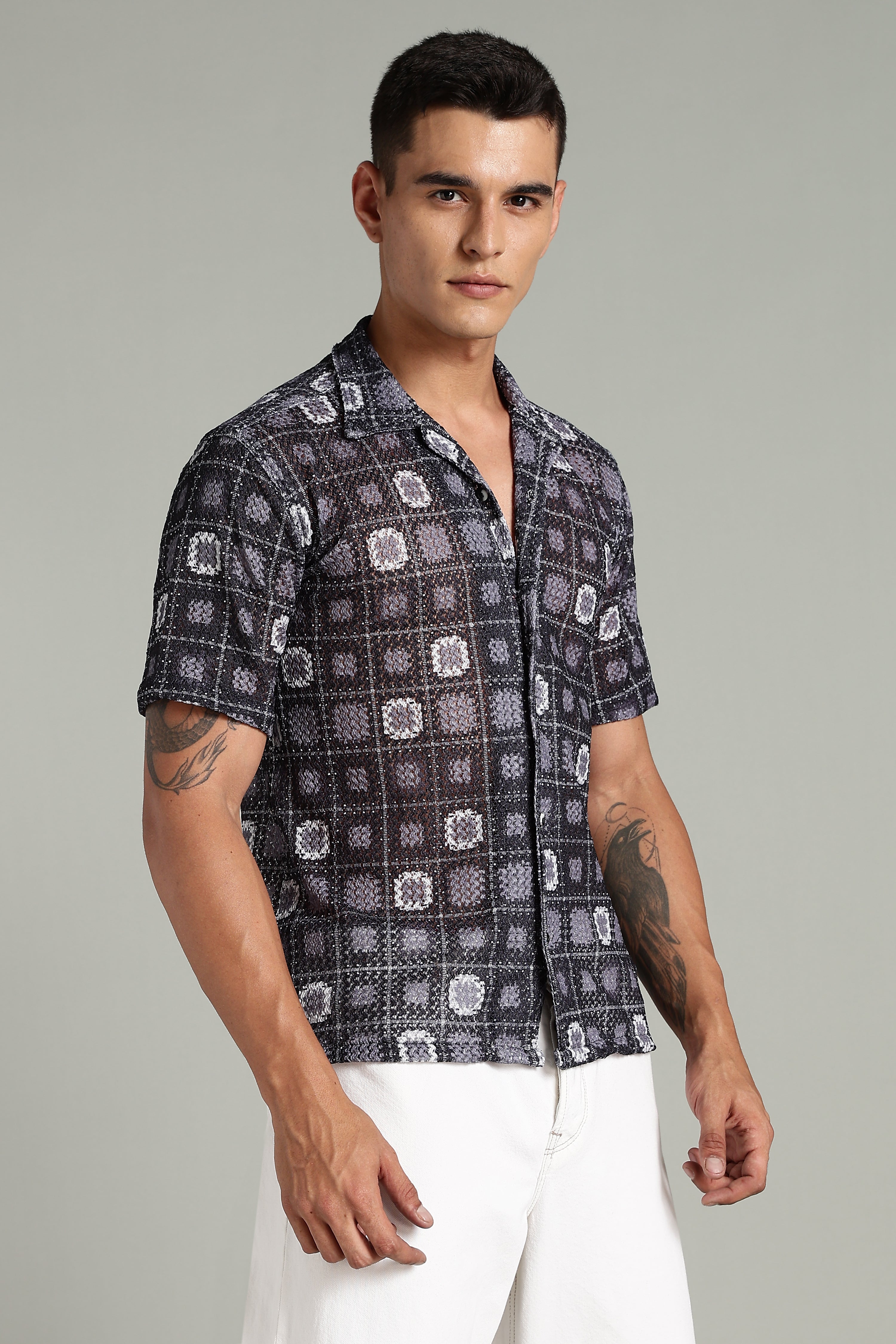 SMOKE CORCHET ABSTRACT SHIRT