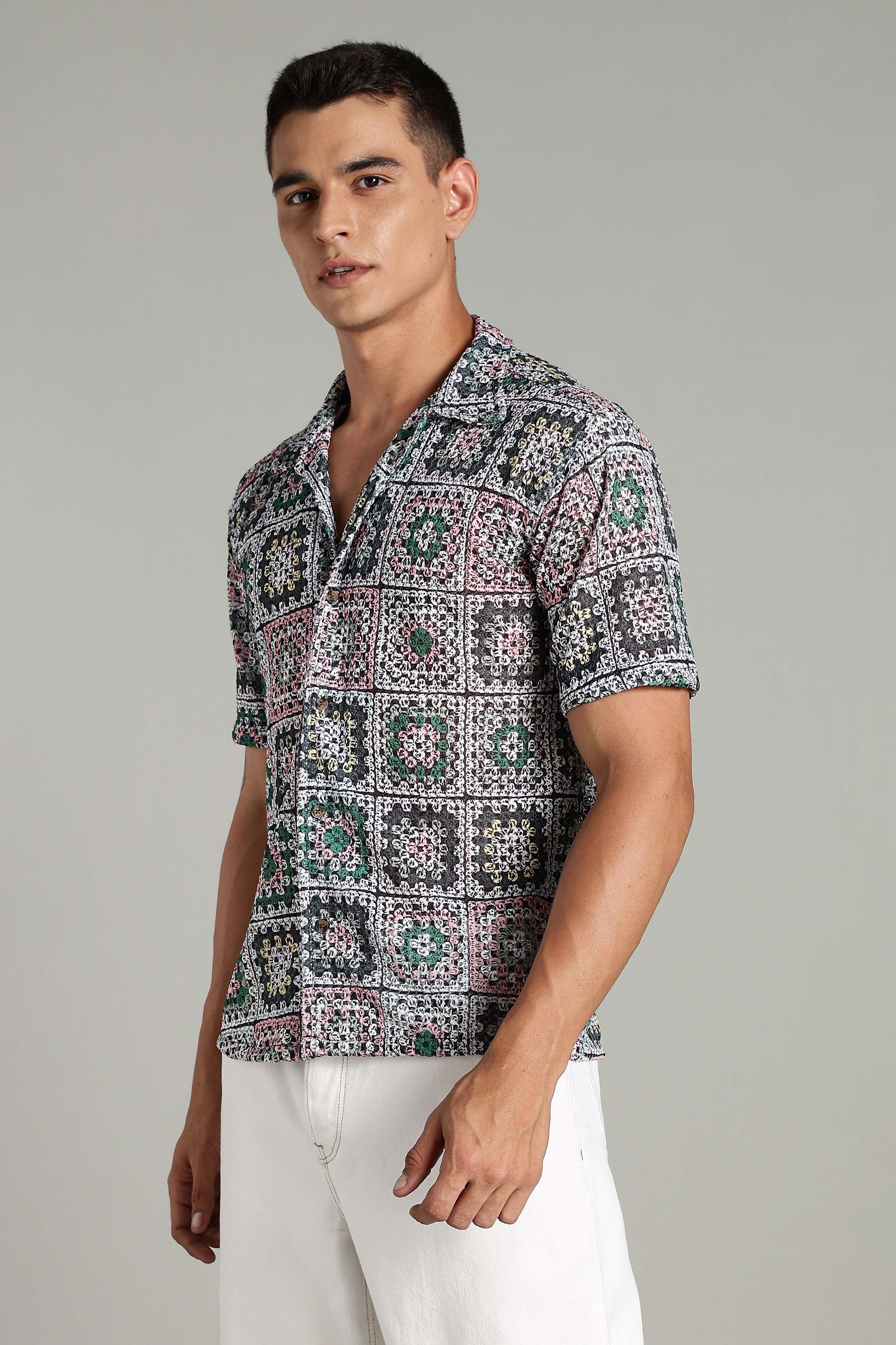 SMOKE CORCHET ABSTRACT SHIRT