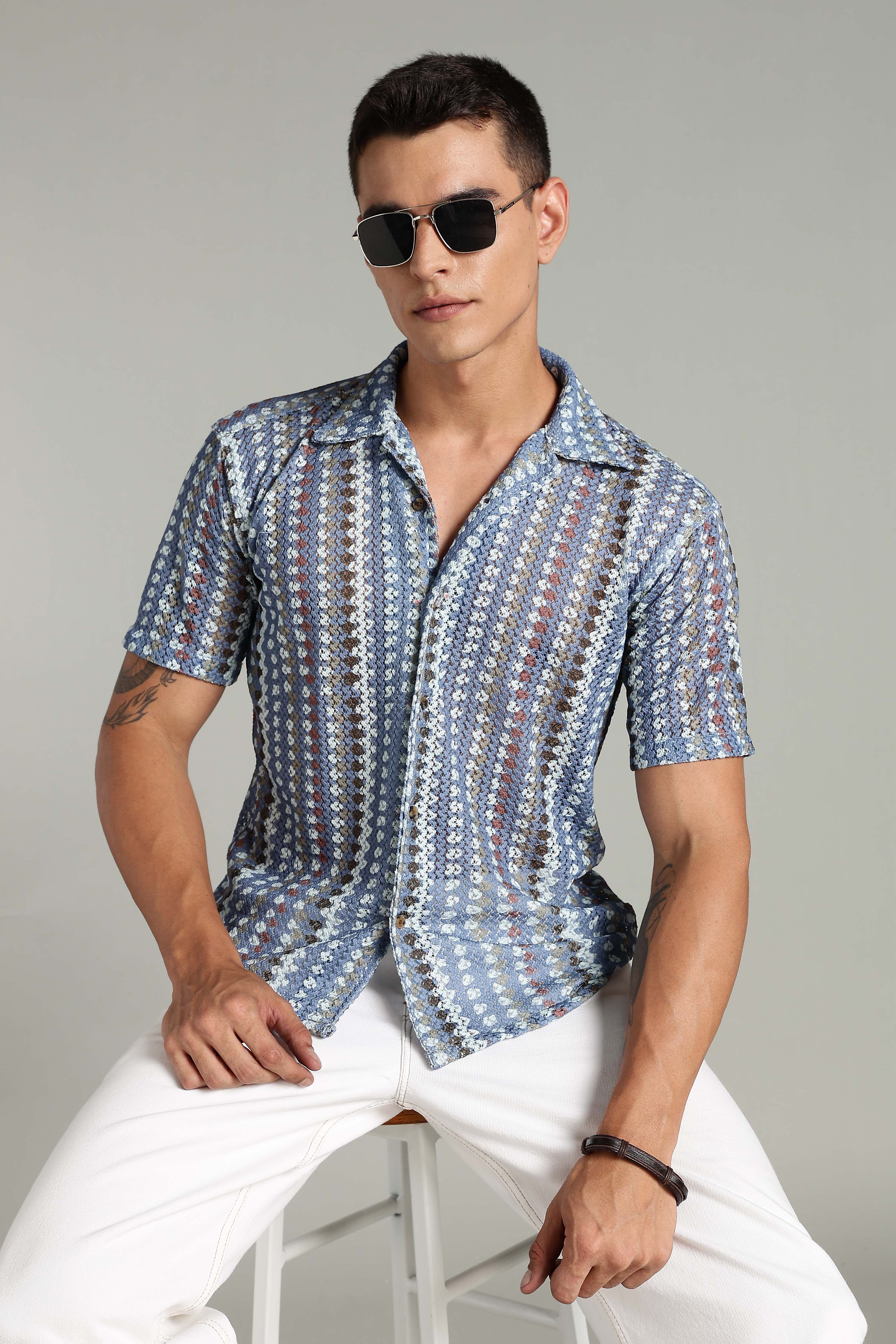 SMOKE CORCHET ABSTRACT SHIRT