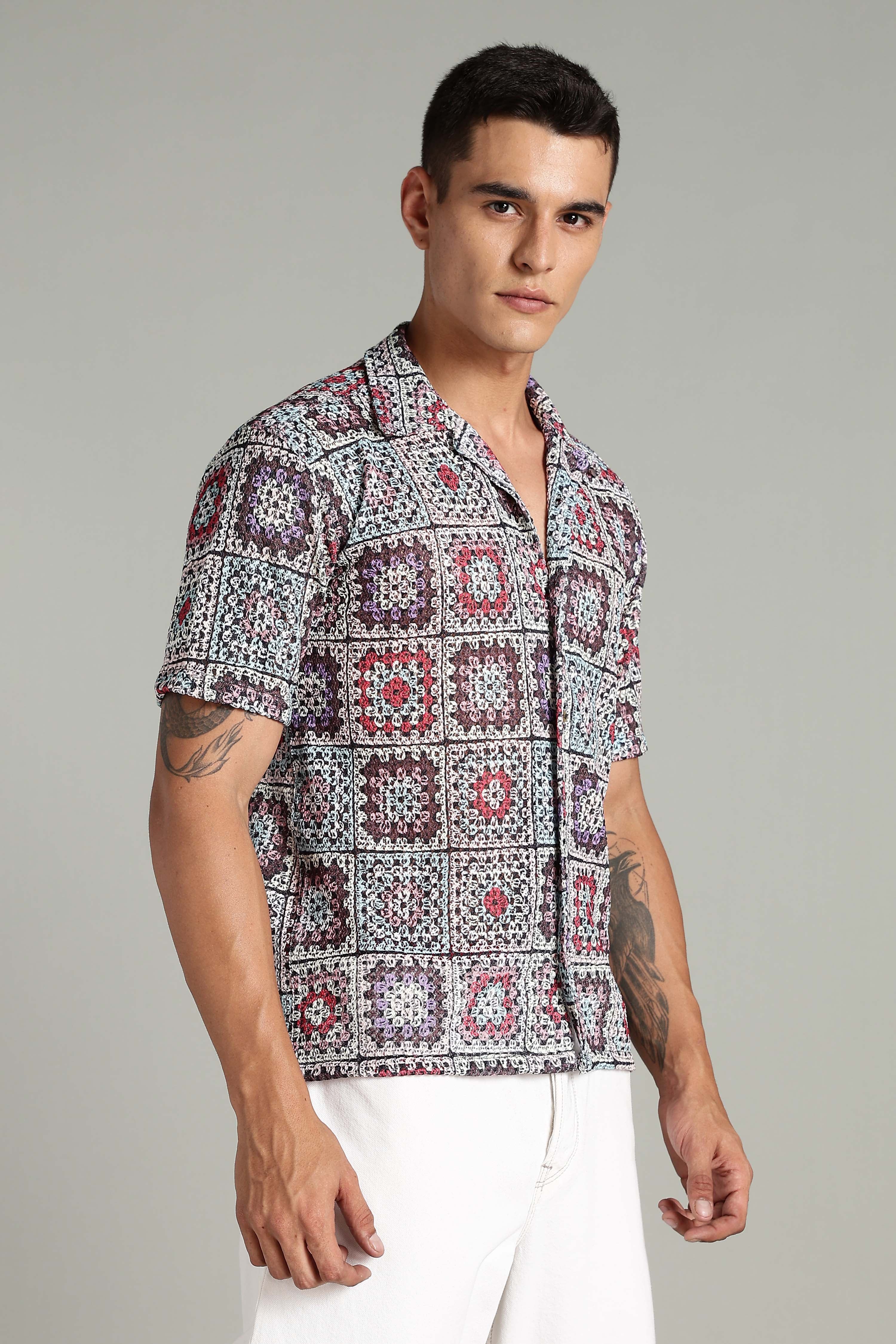 SMOKE CORCHET ABSTRACT SHIRT