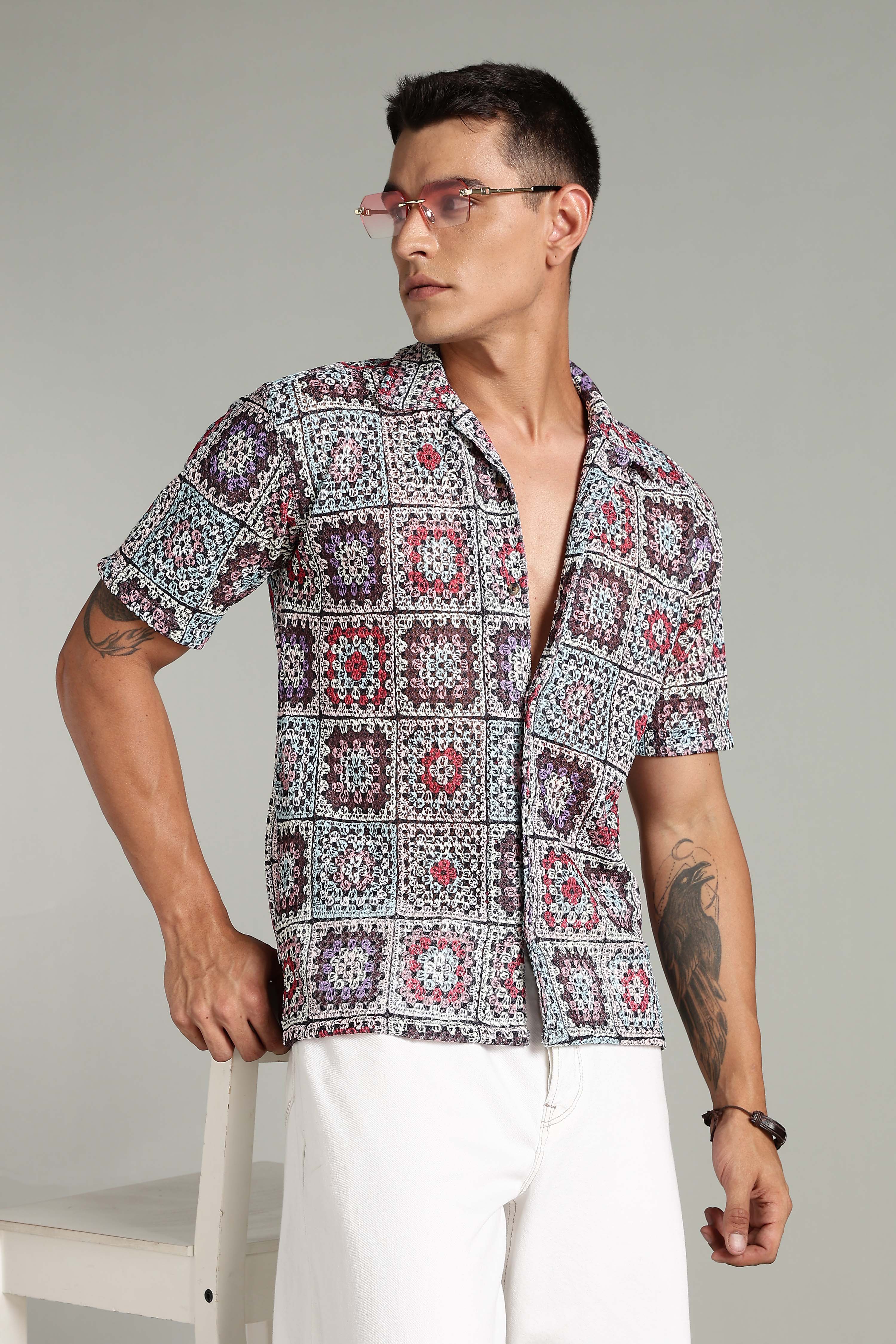 SMOKE CORCHET ABSTRACT SHIRT