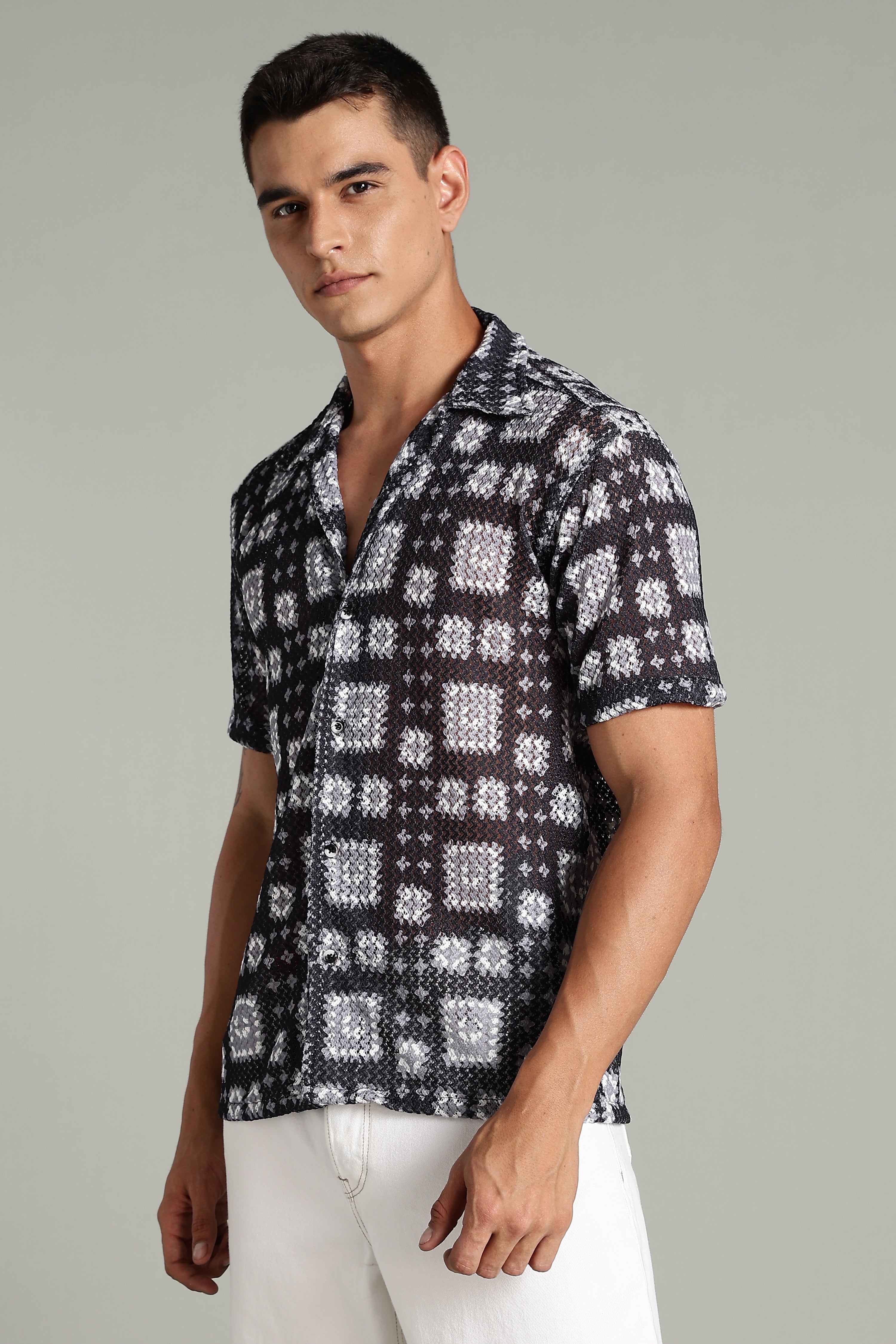 SMOKE CORCHET ABSTRACT SHIRT