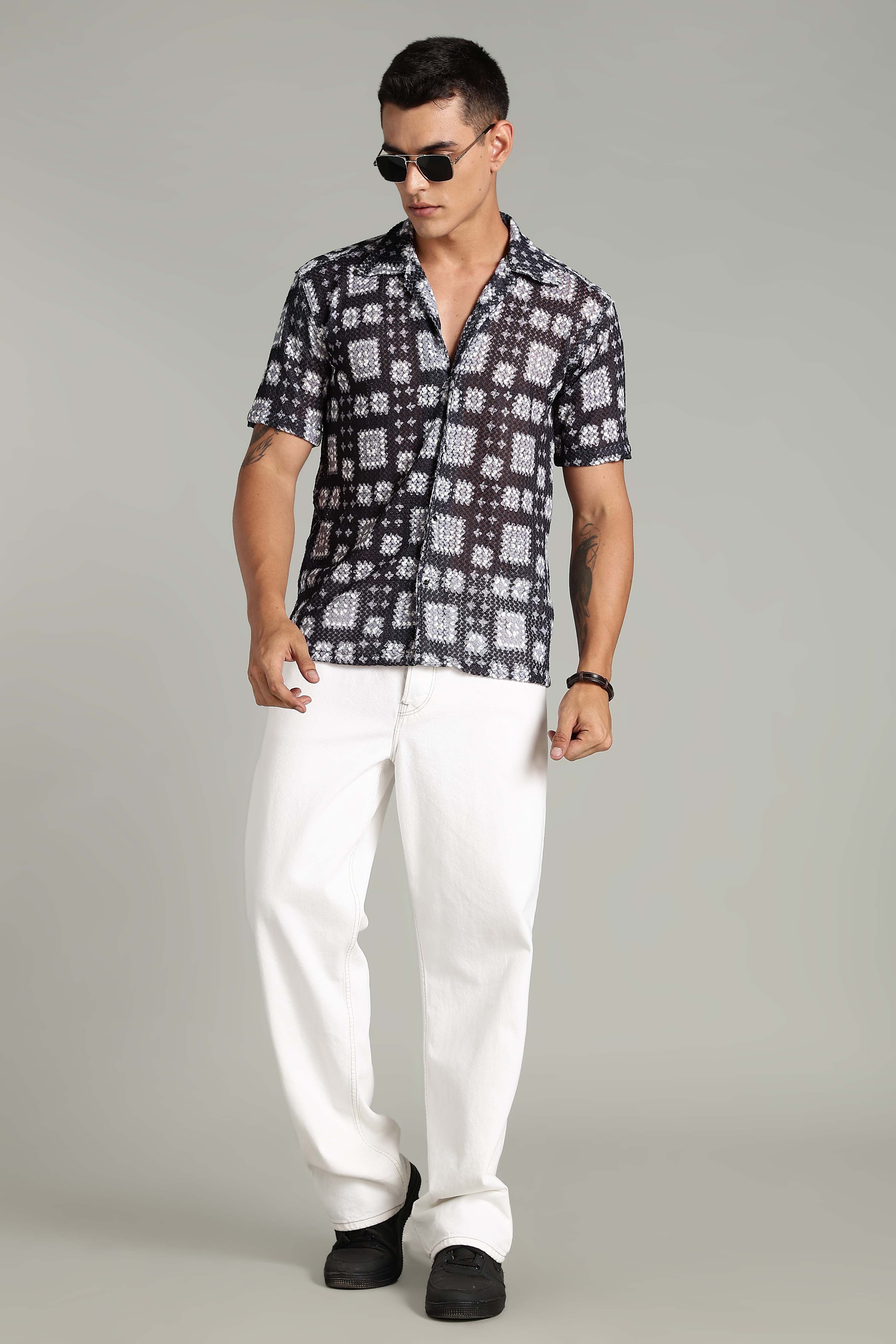 SMOKE CORCHET ABSTRACT SHIRT