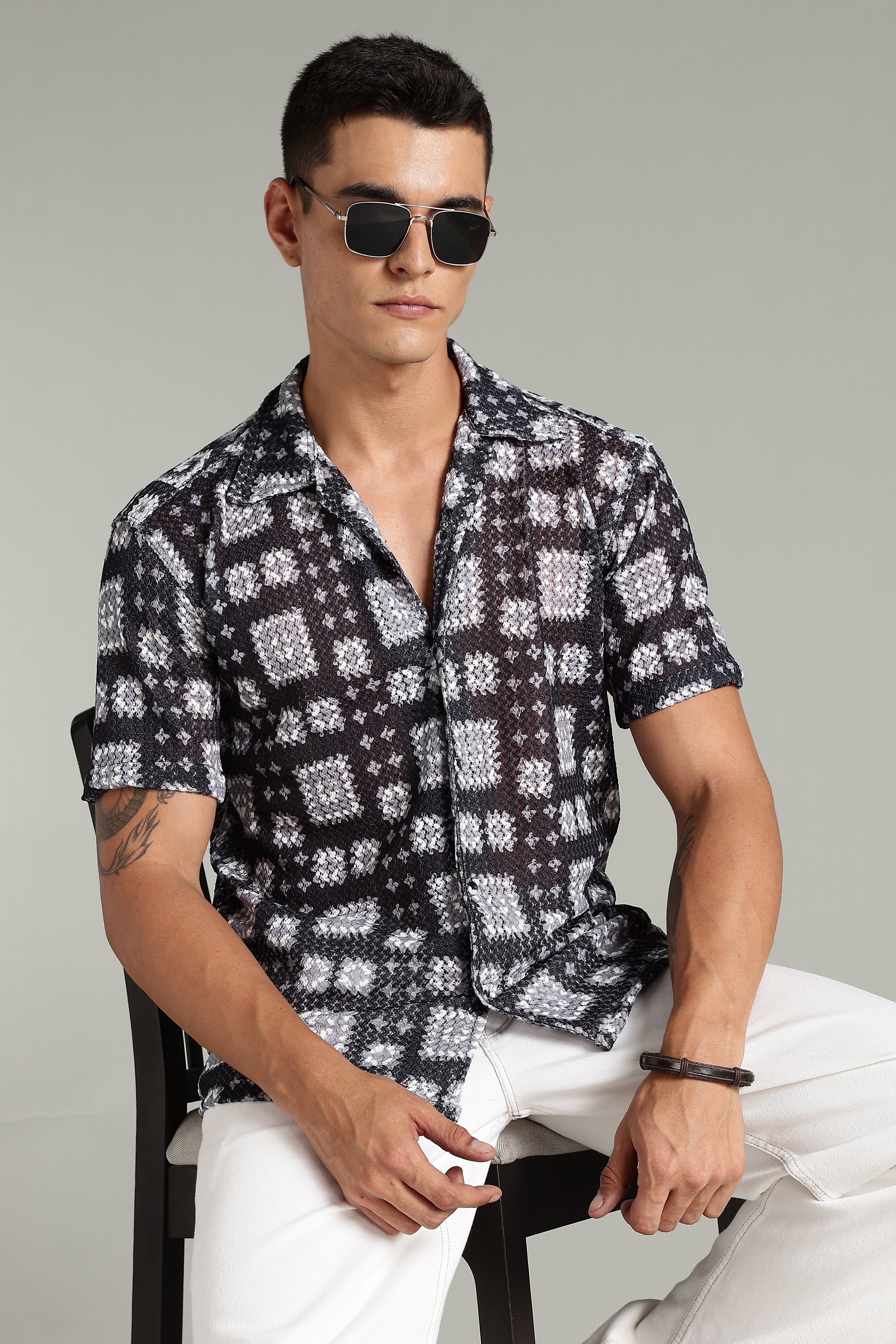 SMOKE CORCHET ABSTRACT SHIRT