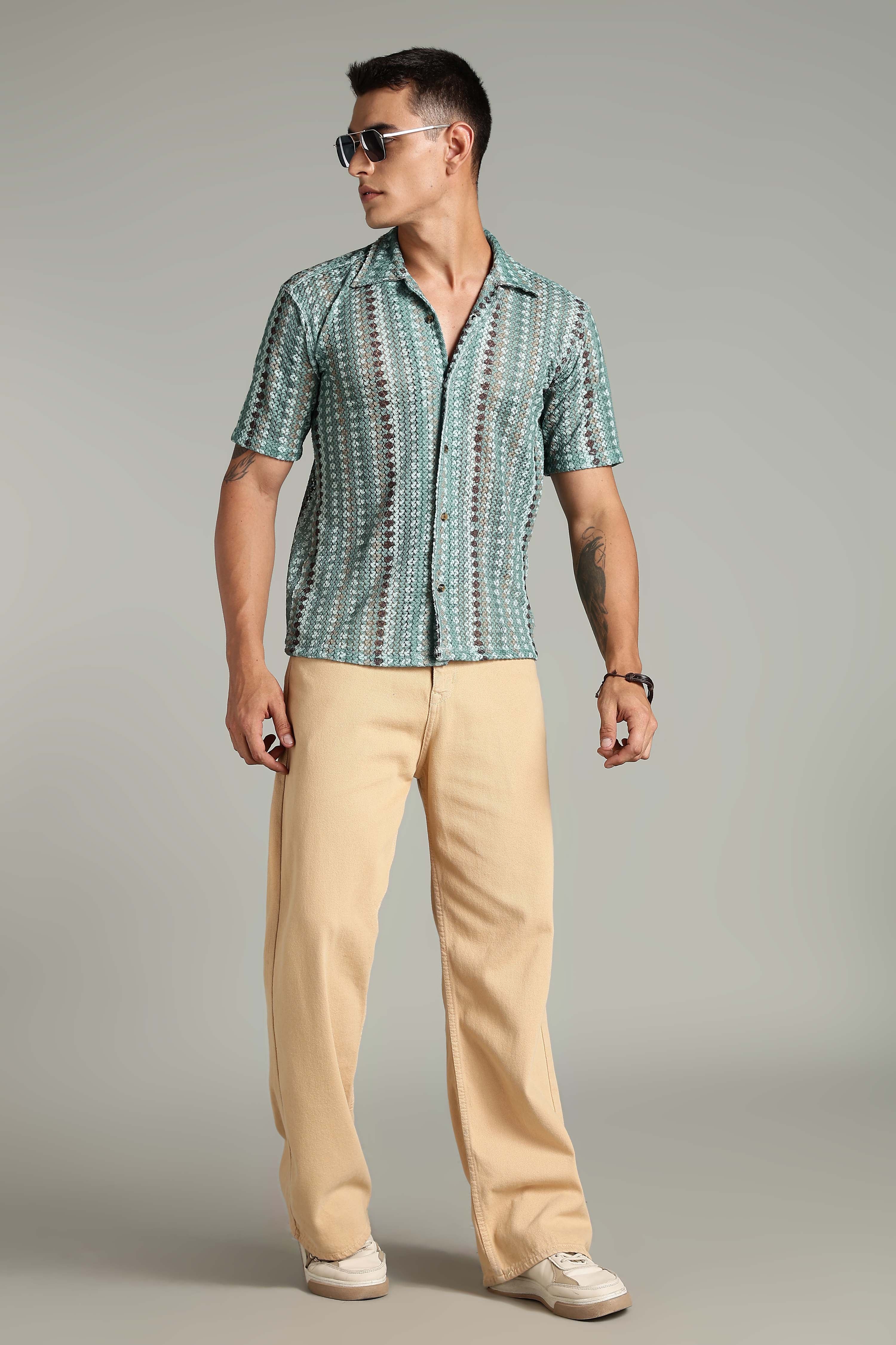 SMOKE CORCHET ABSTRACT SHIRT