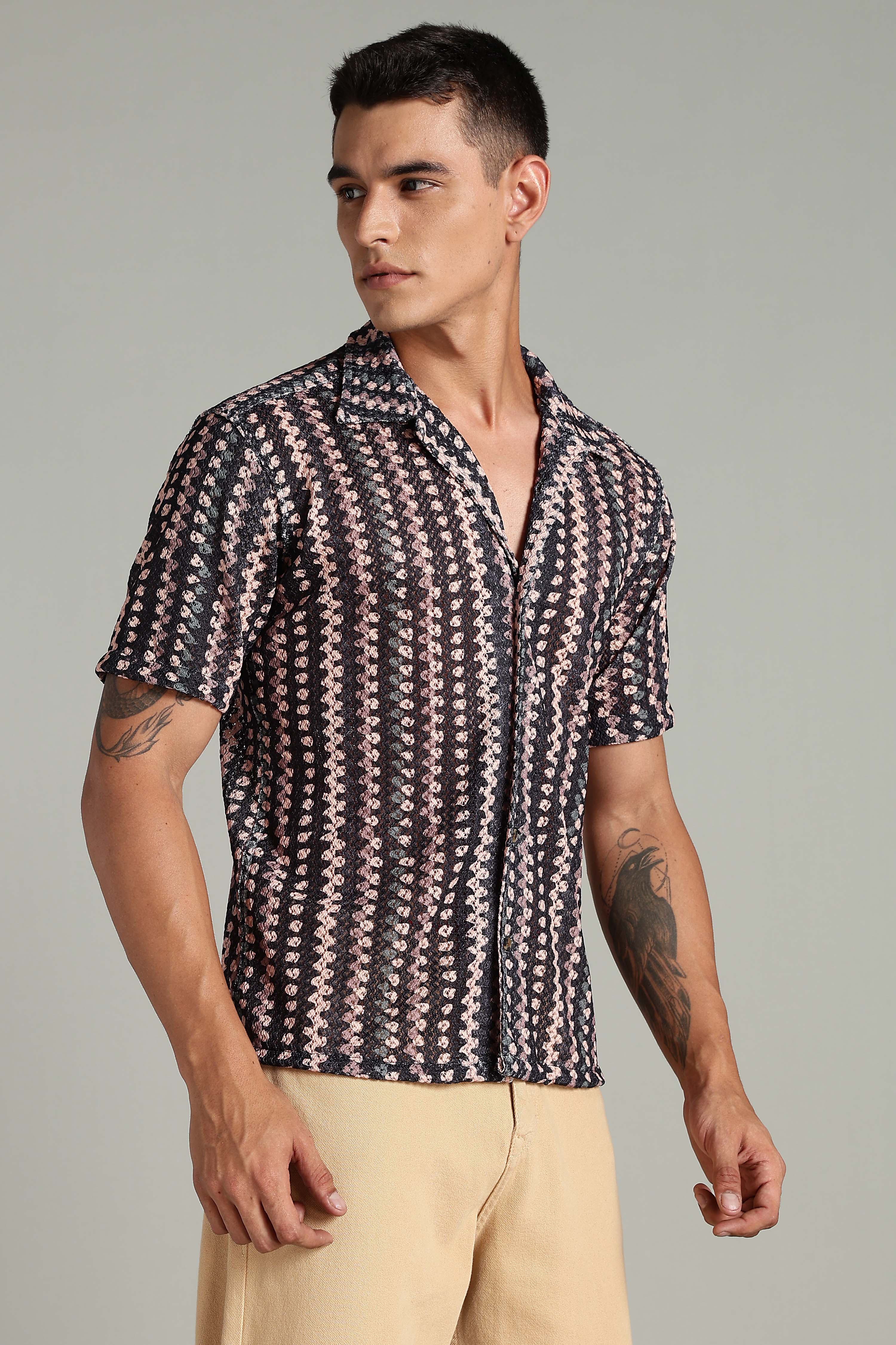 SMOKE CORCHET ABSTRACT SHIRT