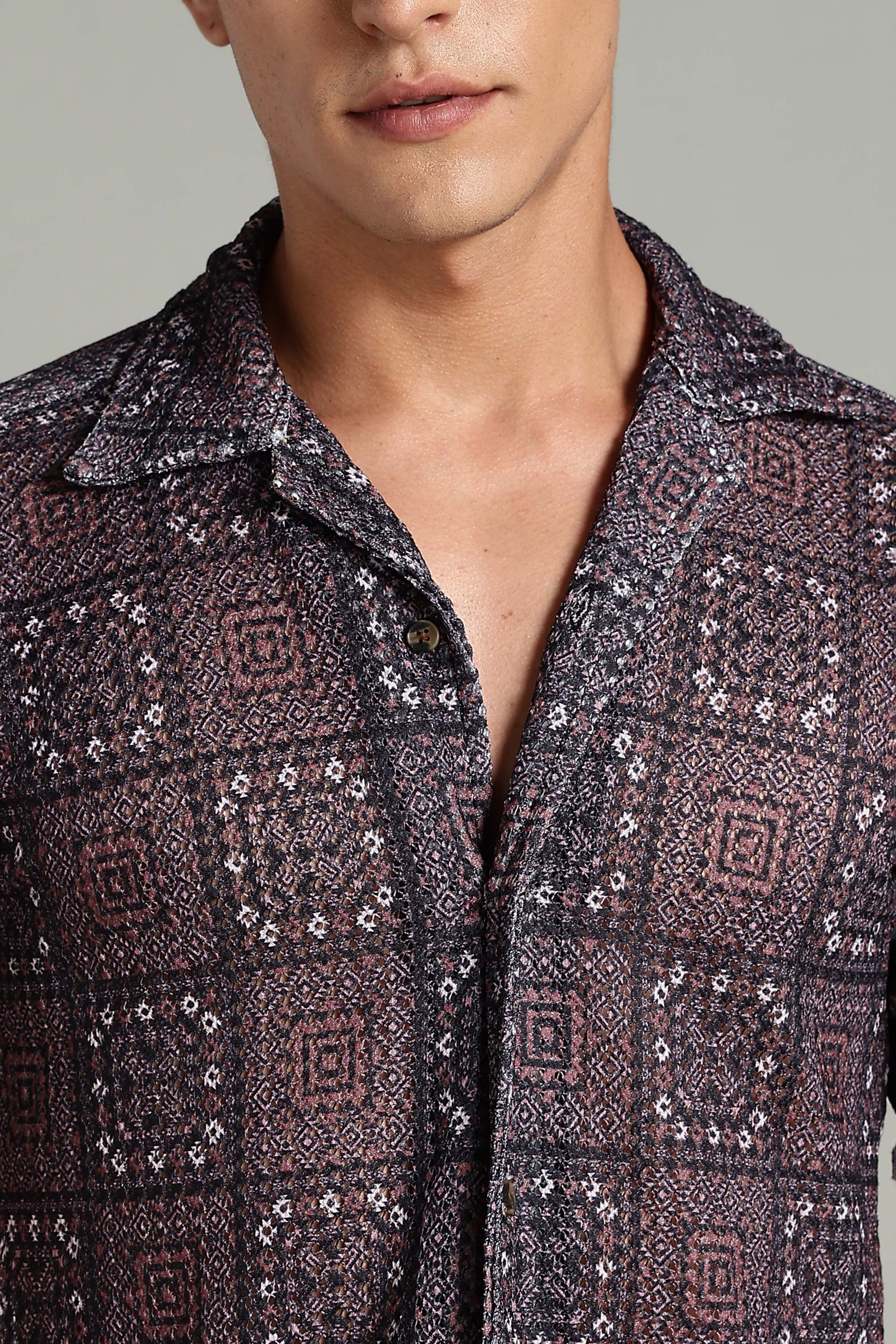 SMOKE CORCHET ABSTRACT SHIRT