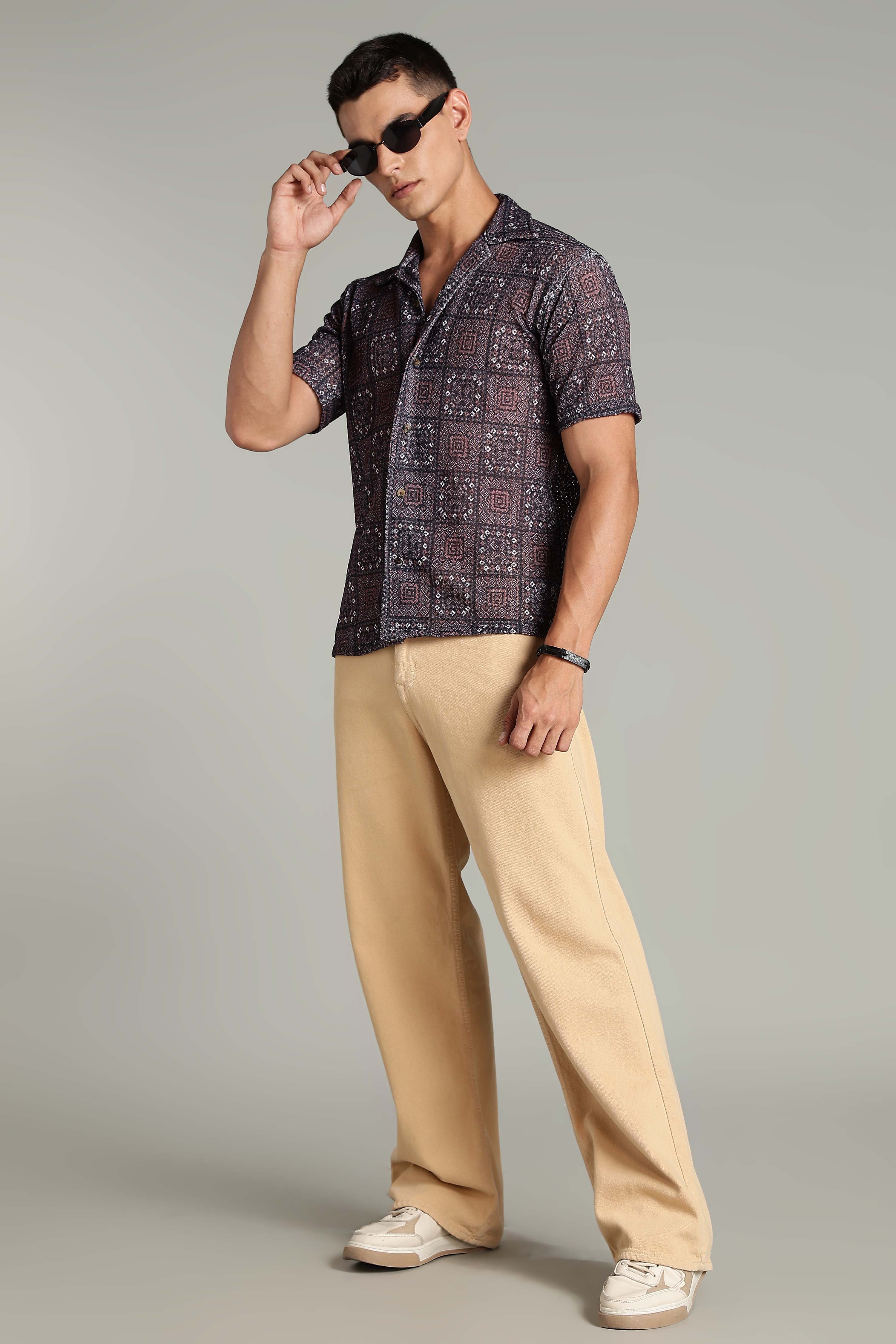 SMOKE CORCHET ABSTRACT SHIRT