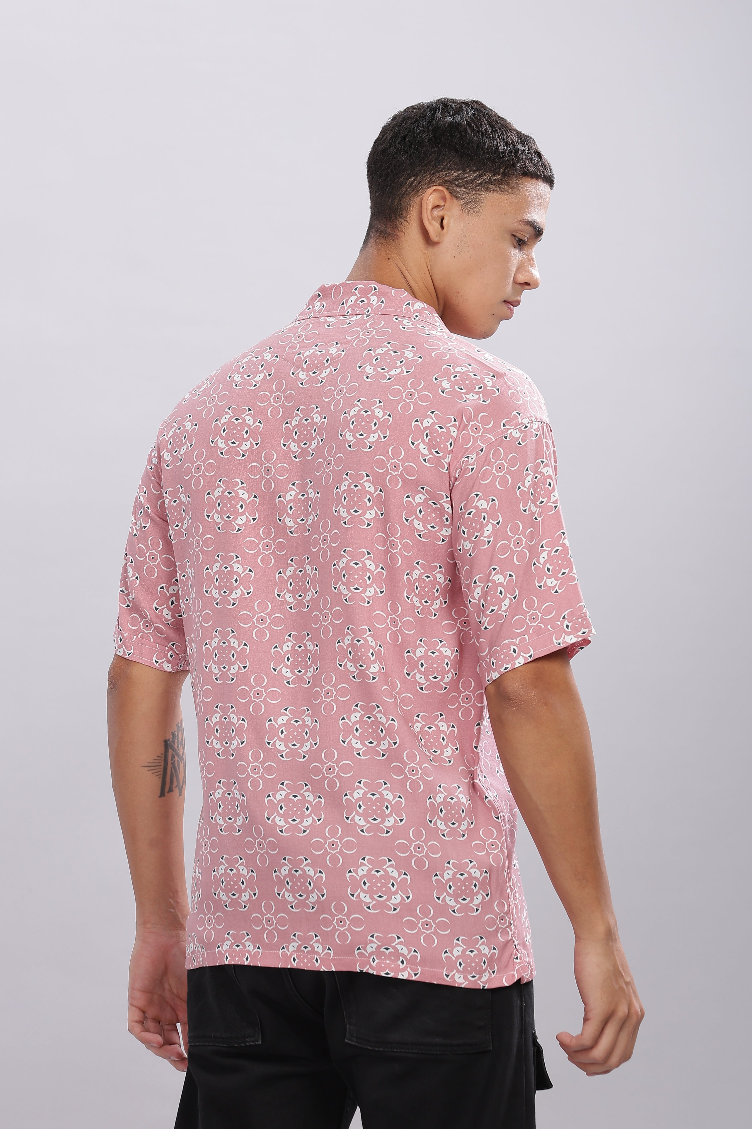 SMOKE ABSTRACT PINK DROP RAYON SHIRT