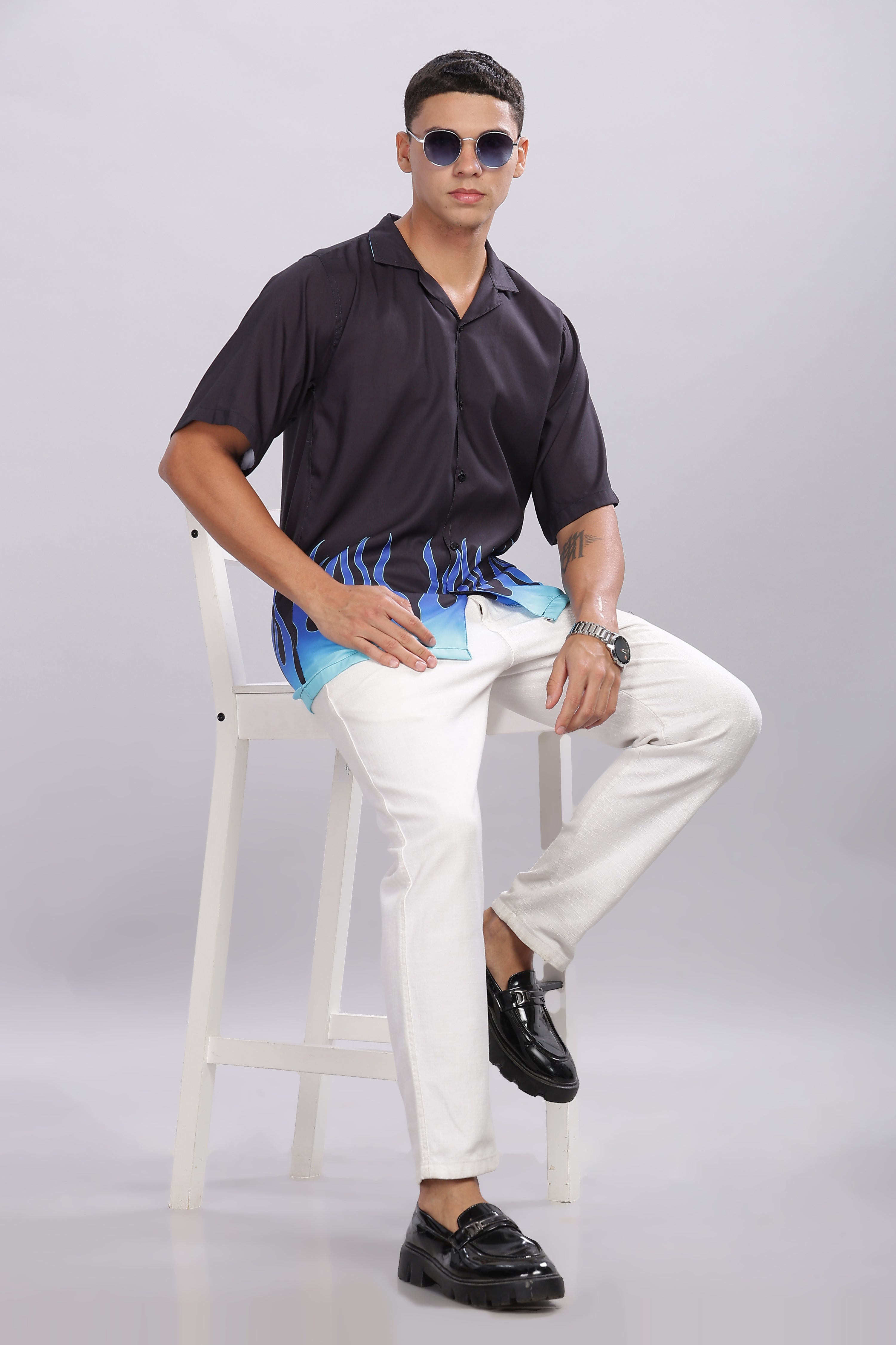 SMOKE FLAME BLACK DROP SHIRT