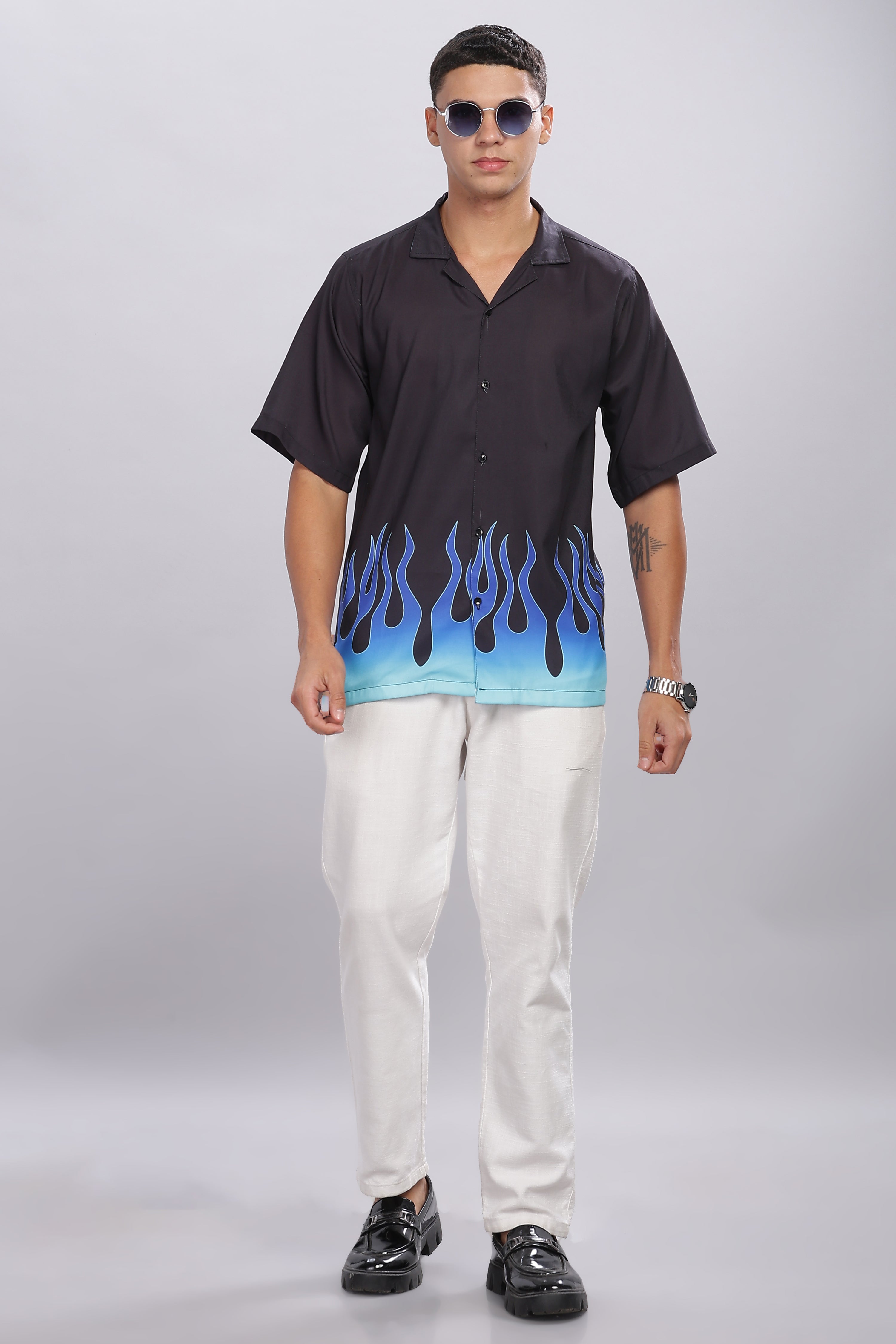 SMOKE FLAME BLACK DROP SHIRT