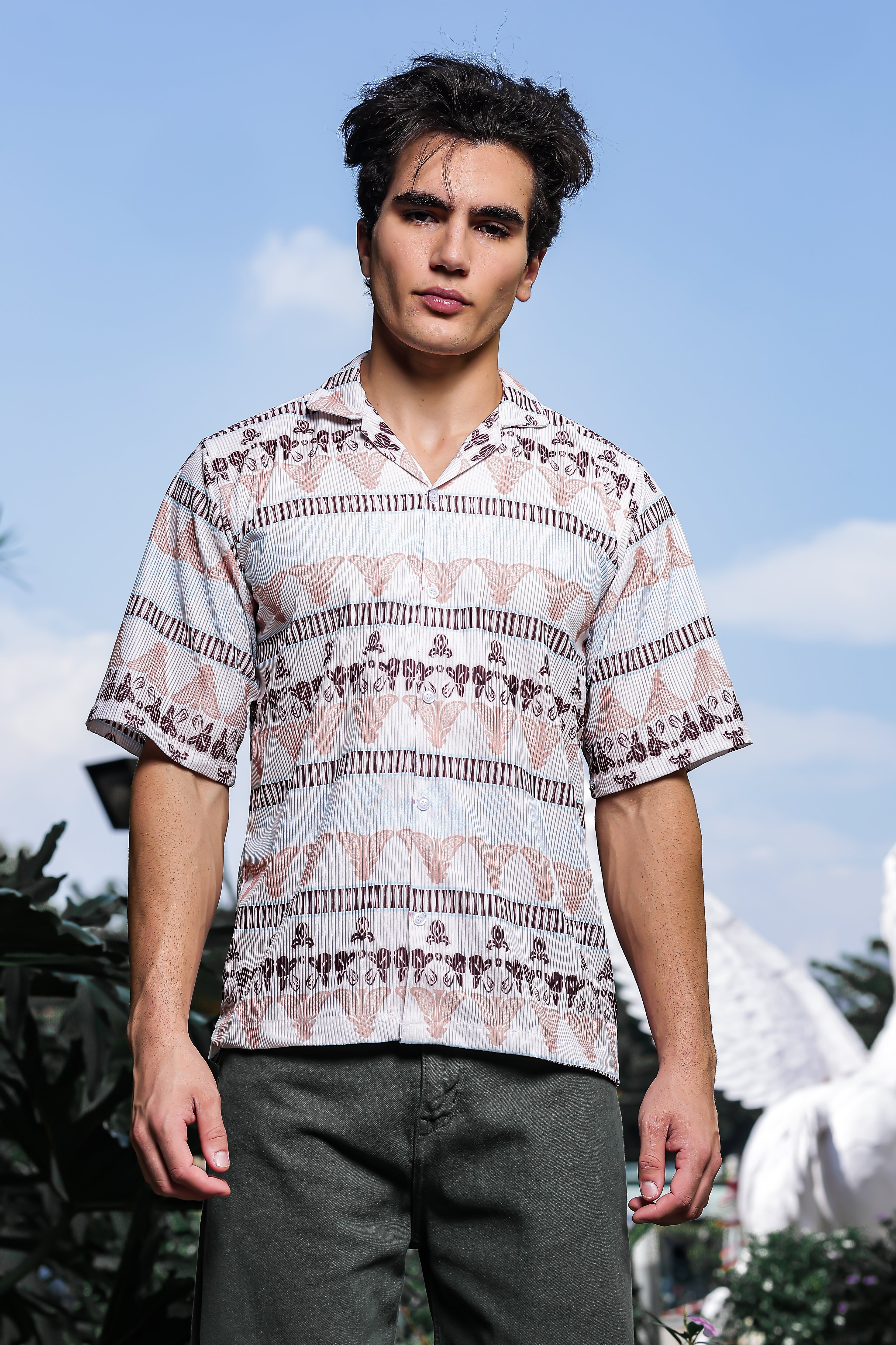 SMOKE ABSTRACT DROP SHIRT [white]