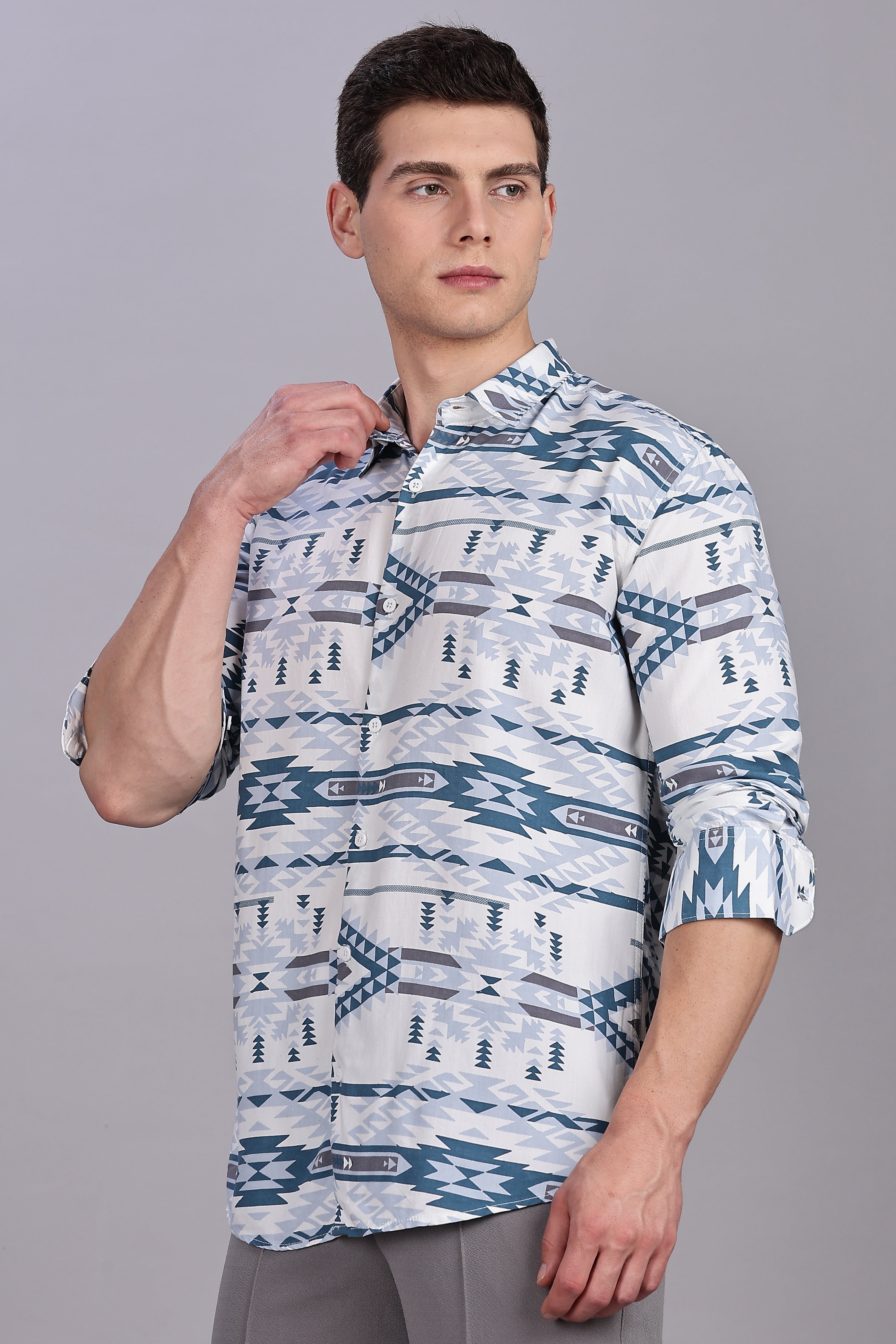 SMOKE ABSTRACT RAYON SHIRT [white]