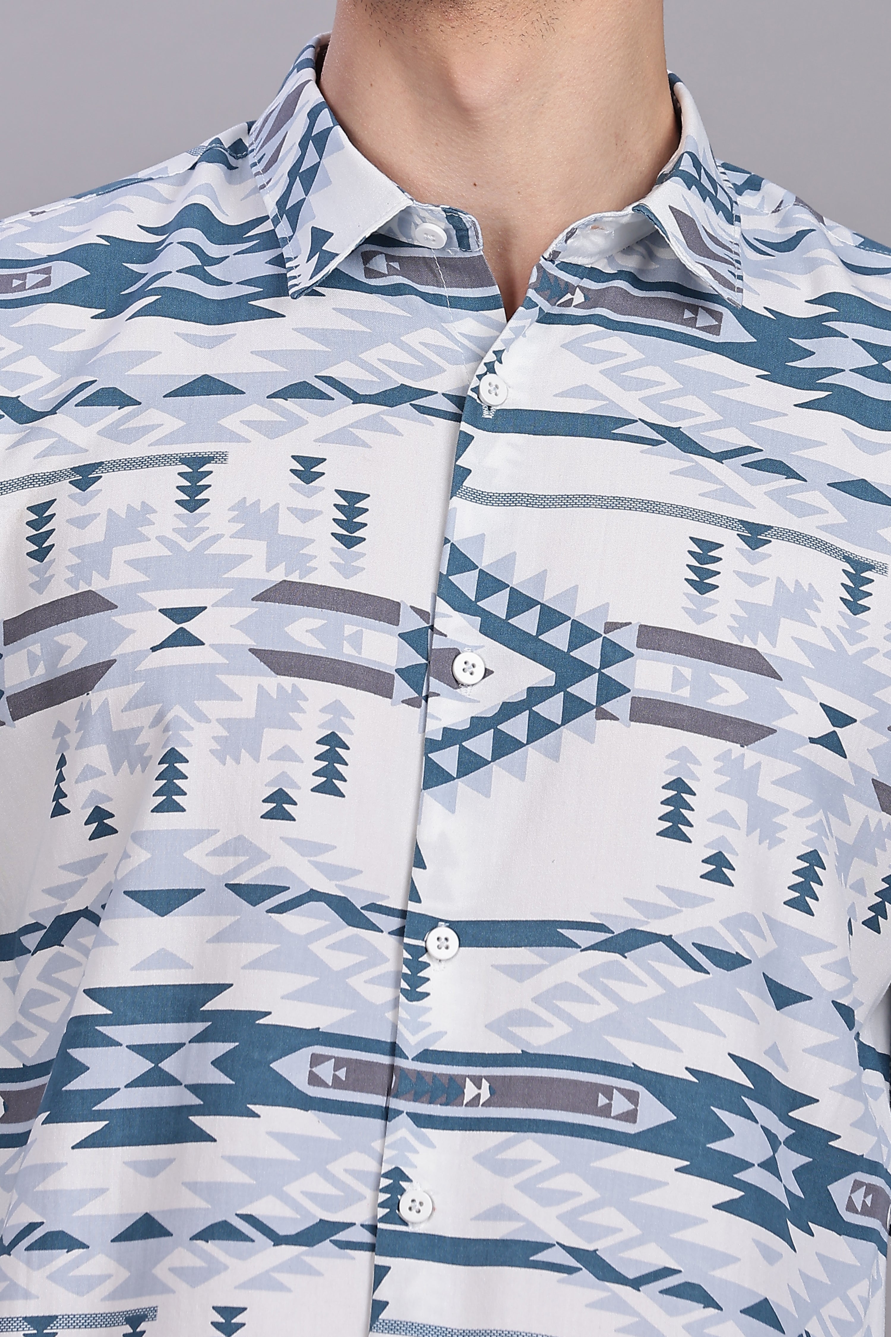 SMOKE ABSTRACT RAYON SHIRT [white]