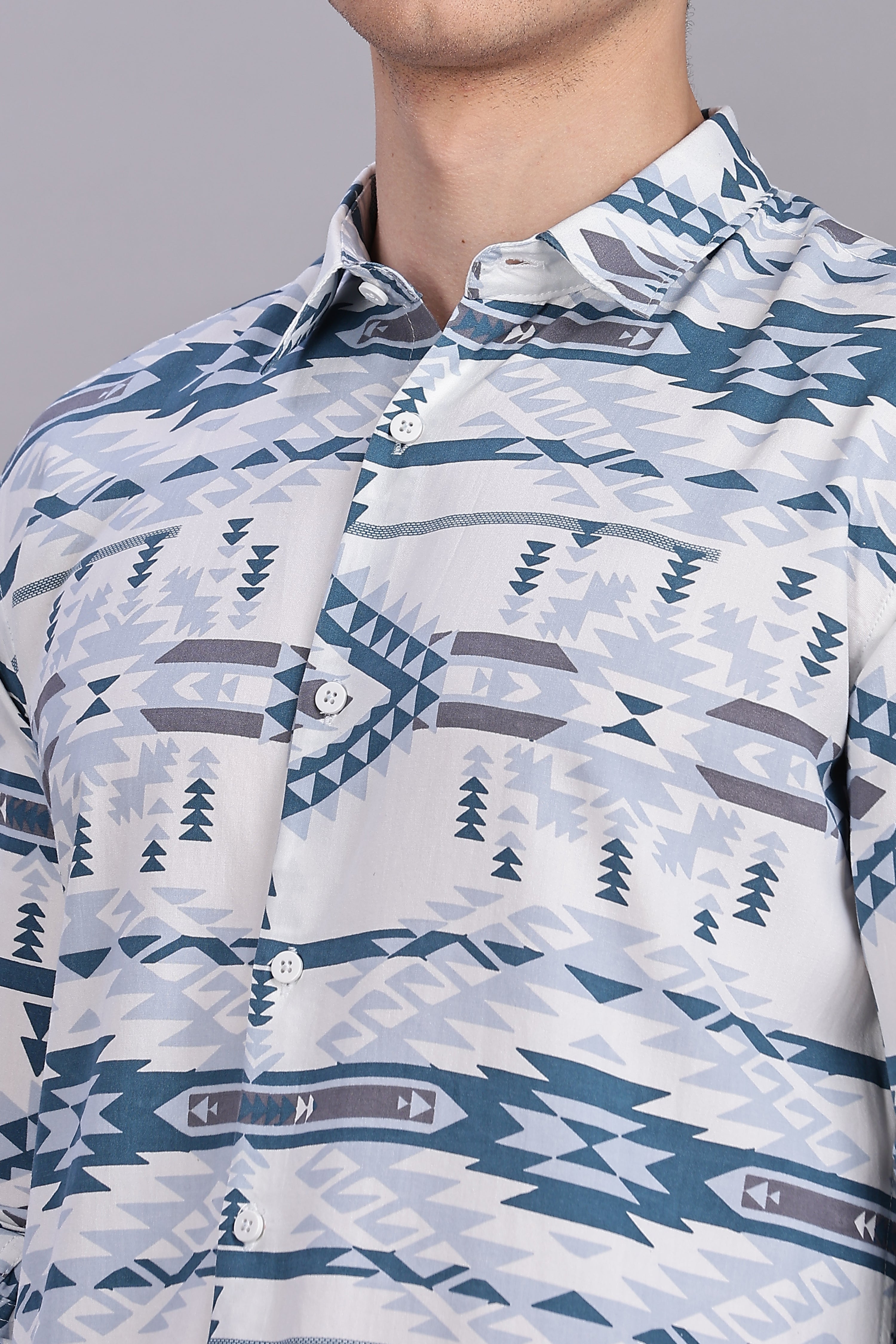 SMOKE ABSTRACT RAYON SHIRT [white]