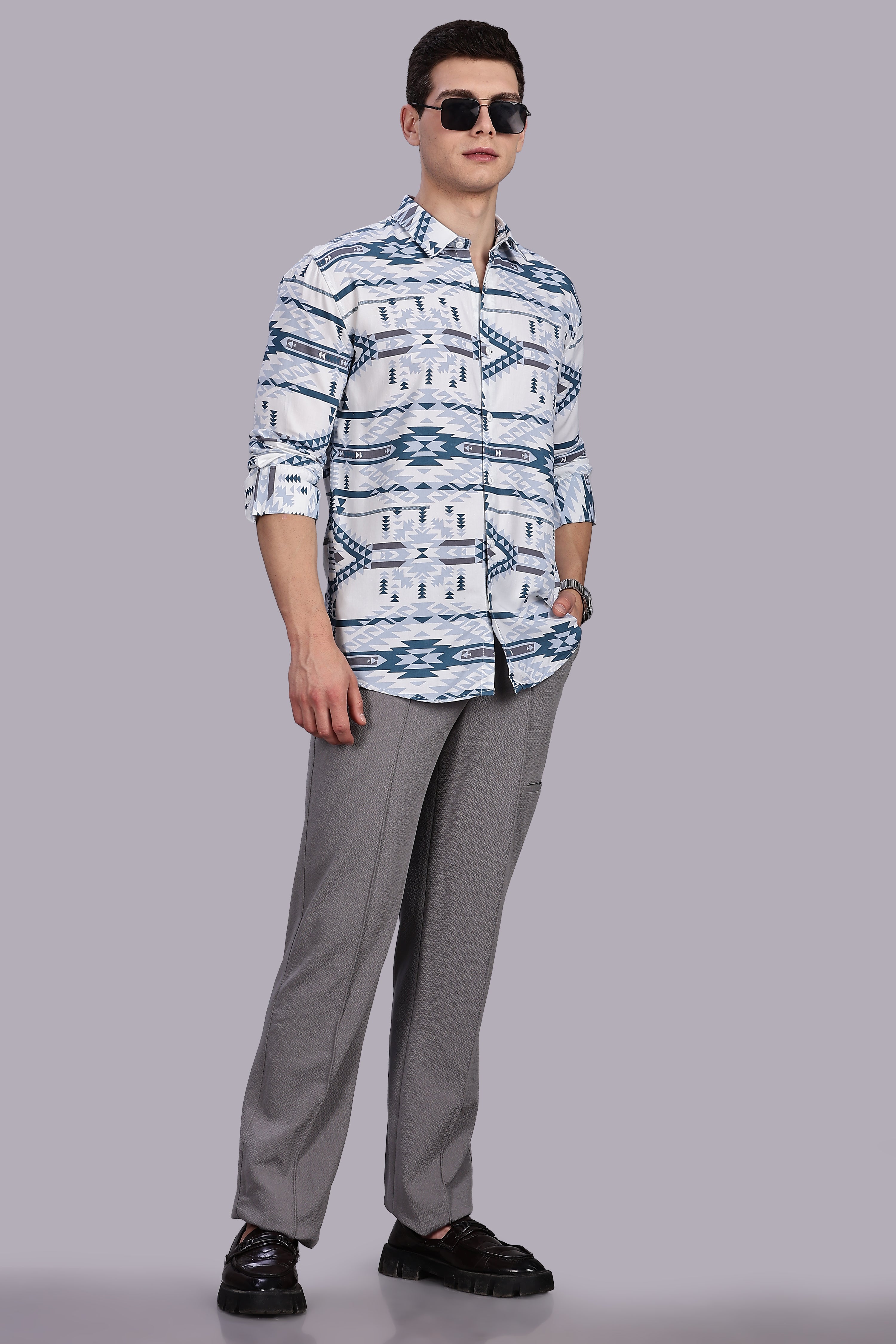 SMOKE ABSTRACT RAYON SHIRT [white]