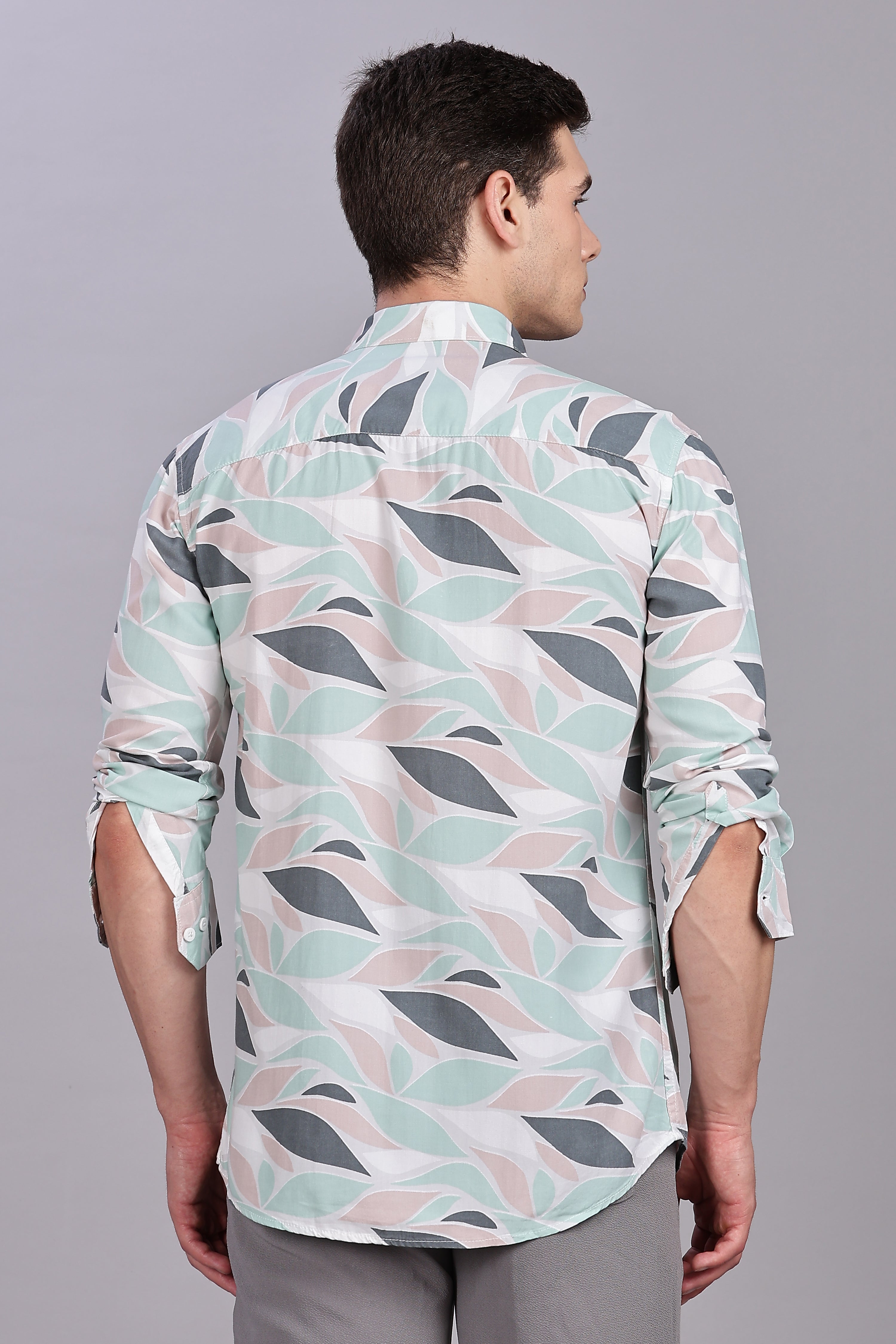 SMOKE ABSTRACT RAYON PRINTED SHIRT [brown]