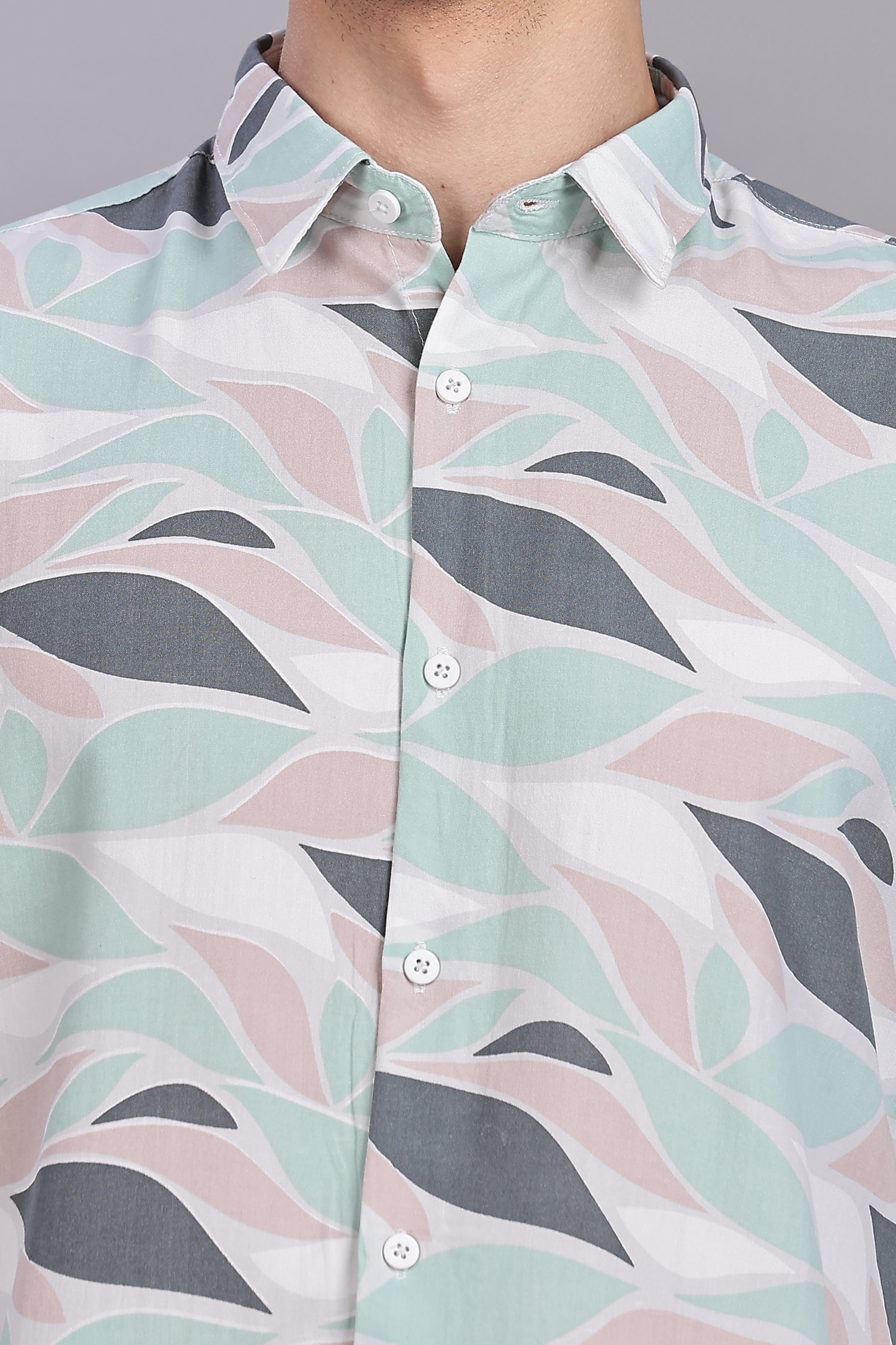 SMOKE ABSTRACT RAYON PRINTED SHIRT [brown]