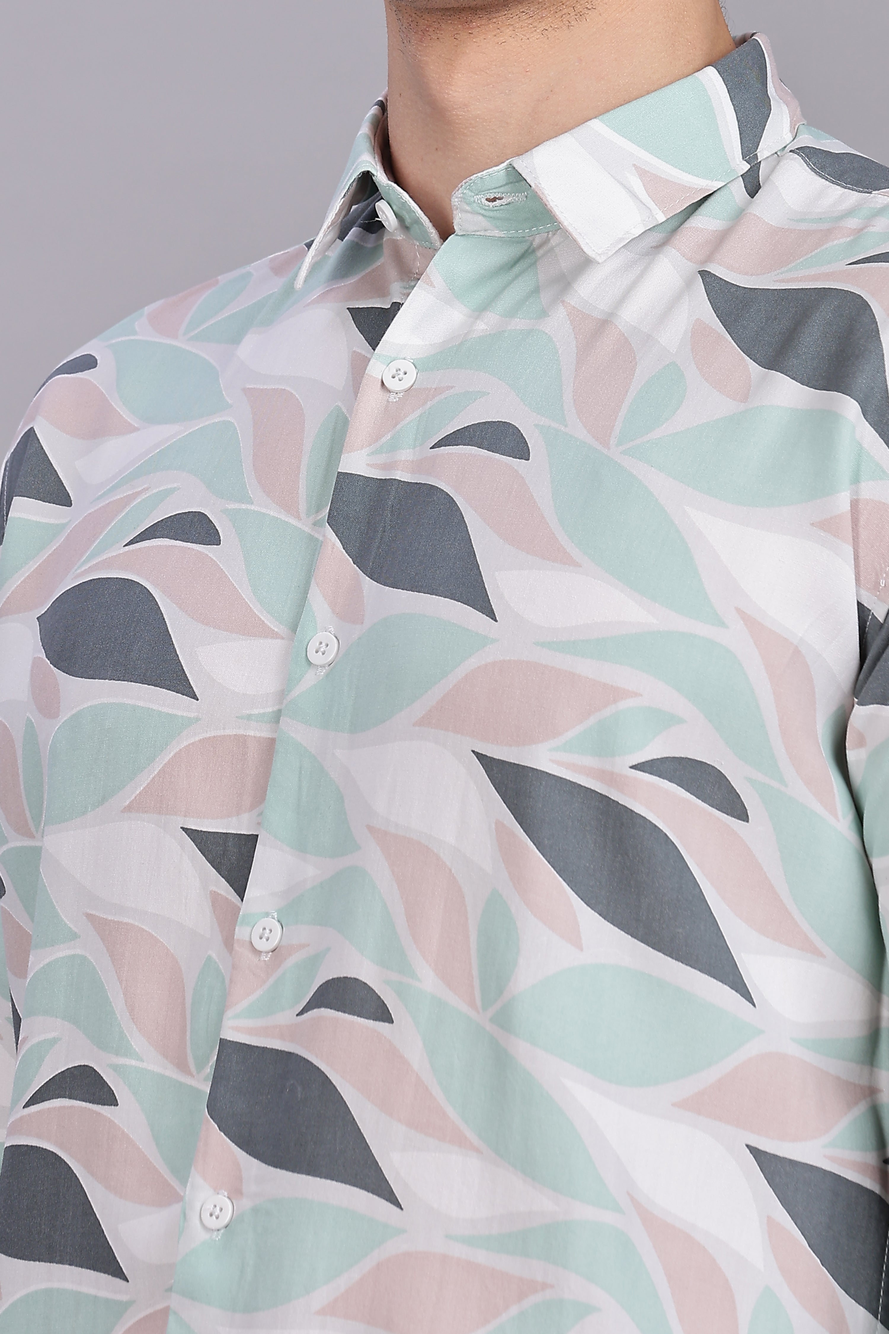 SMOKE ABSTRACT RAYON PRINTED SHIRT [brown]