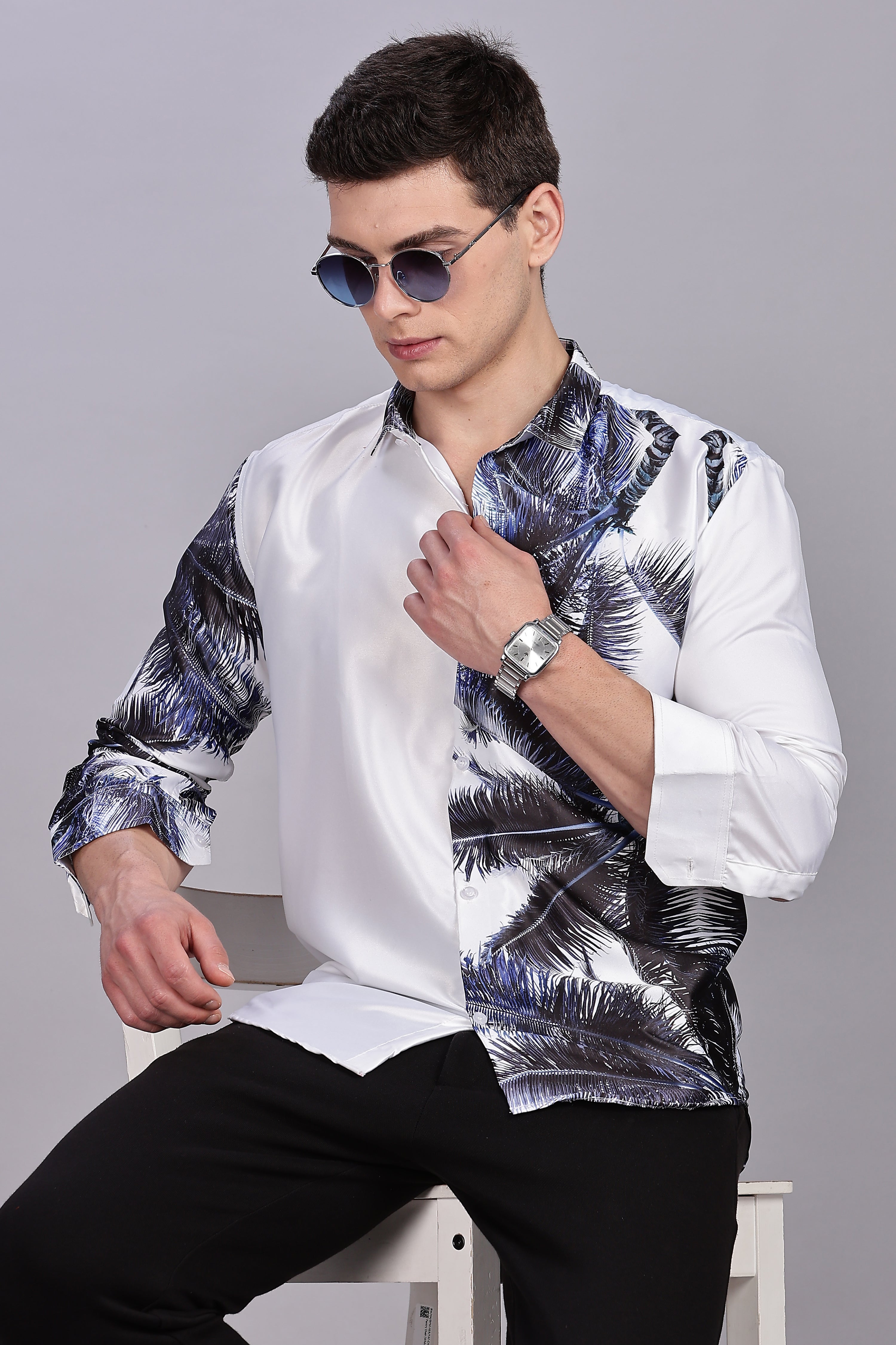 SMOKE HAVANA SATIN SHIRT [WHITE]