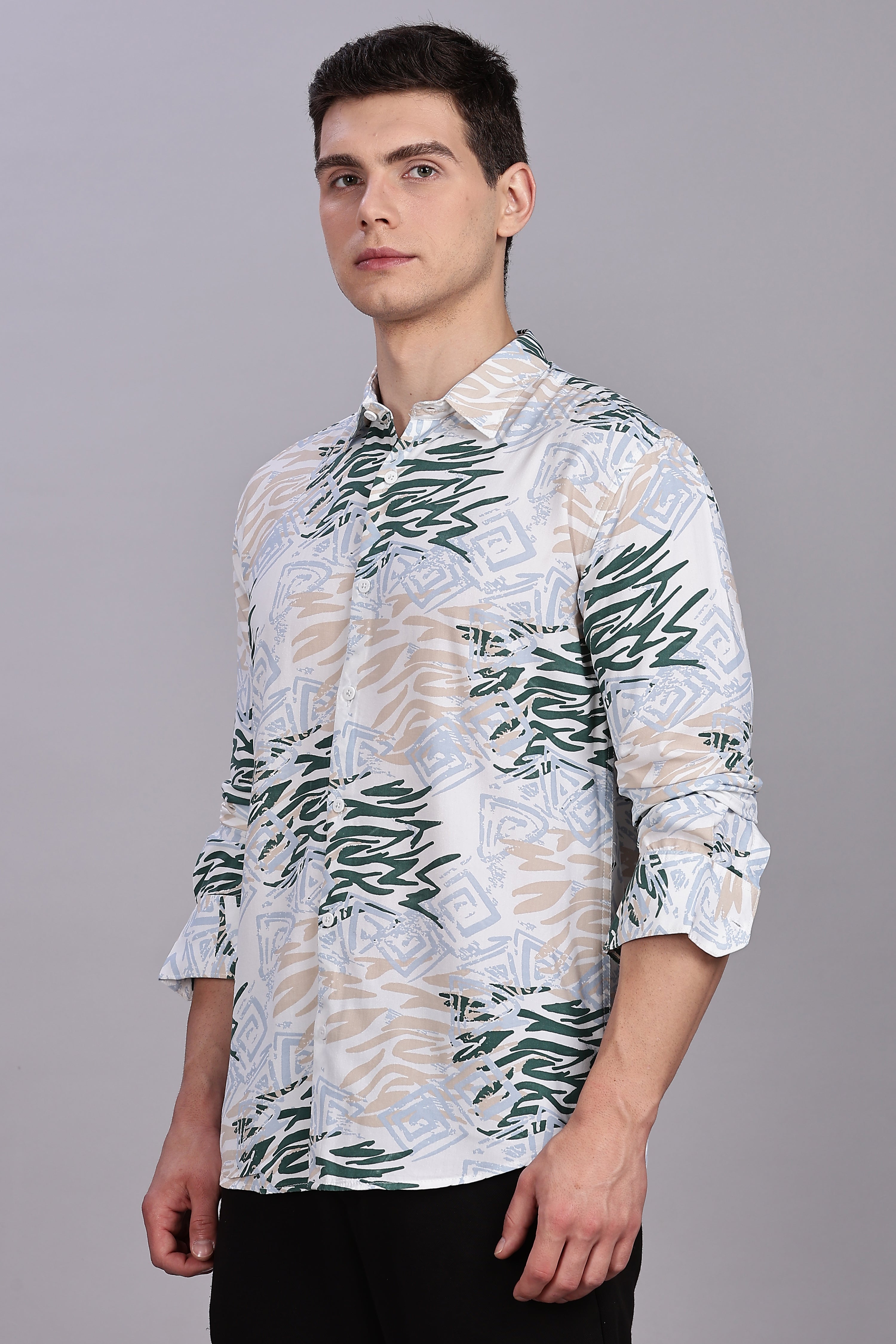 SMOKE ABSTRACT RAYON PRINTED SHIRT [white]