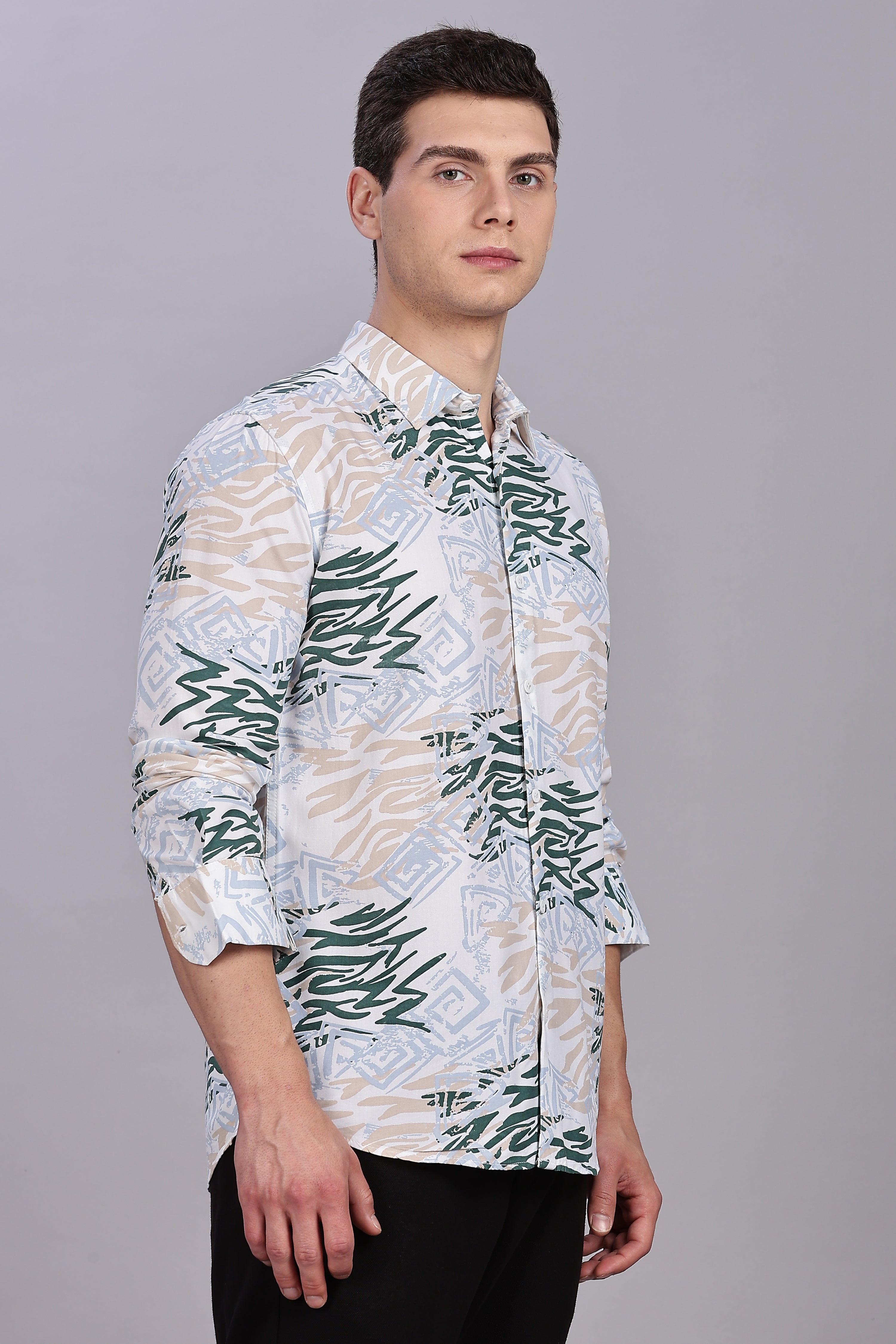 SMOKE ABSTRACT RAYON PRINTED SHIRT [white]