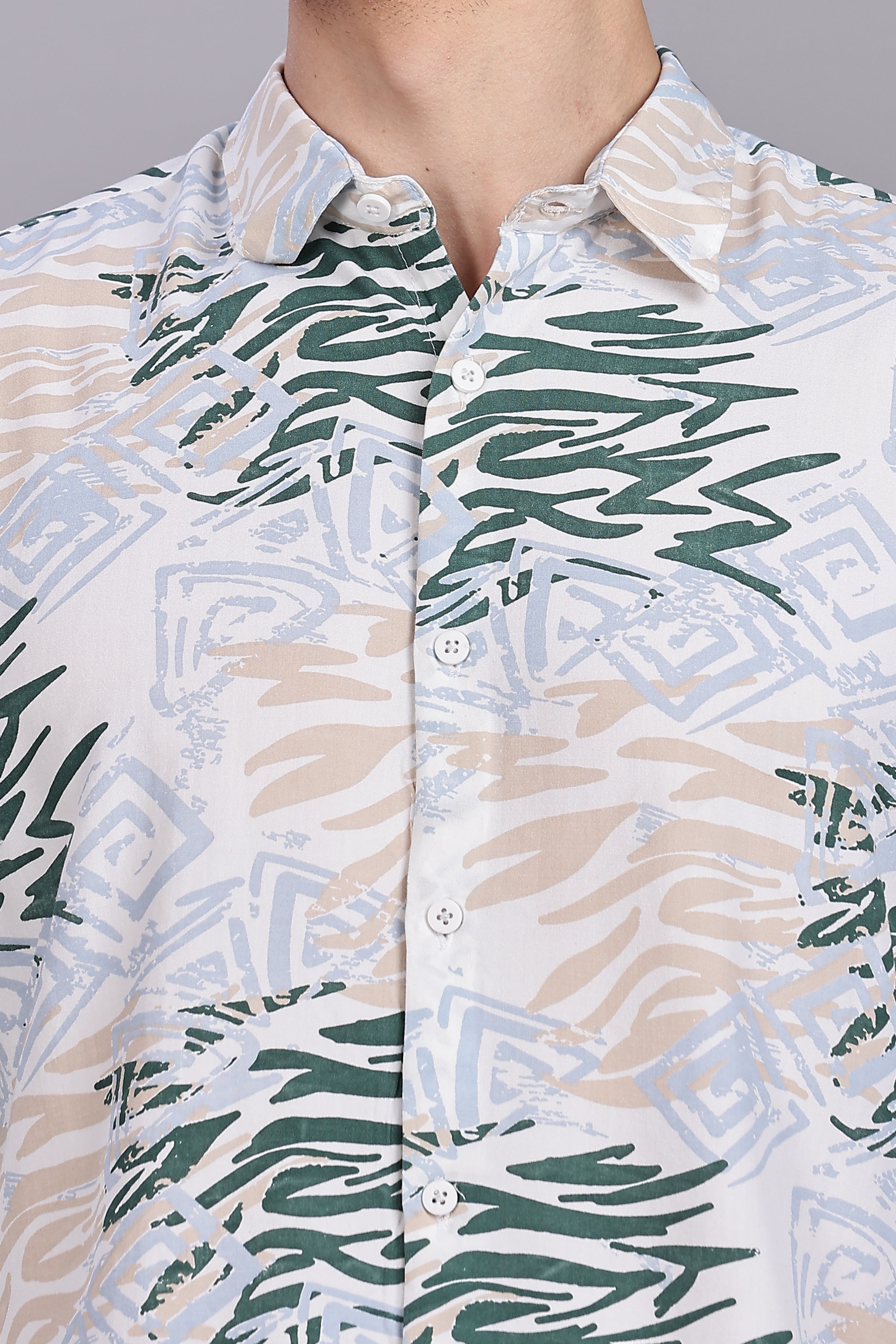 SMOKE ABSTRACT RAYON PRINTED SHIRT [white]